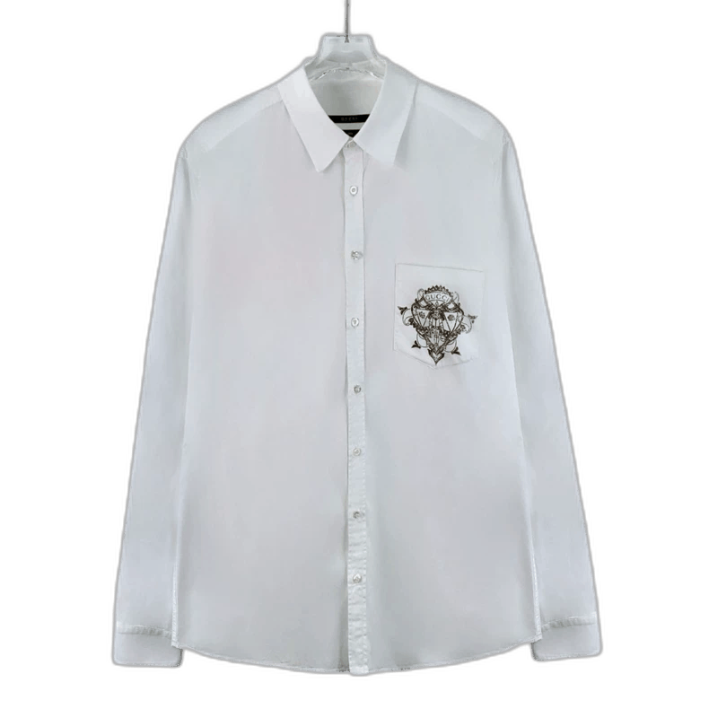 Gucci Gucci White Pocket Print Long Sleeve Shirt Size US M / EU 48-50 / 2 - 1 Thumbnail