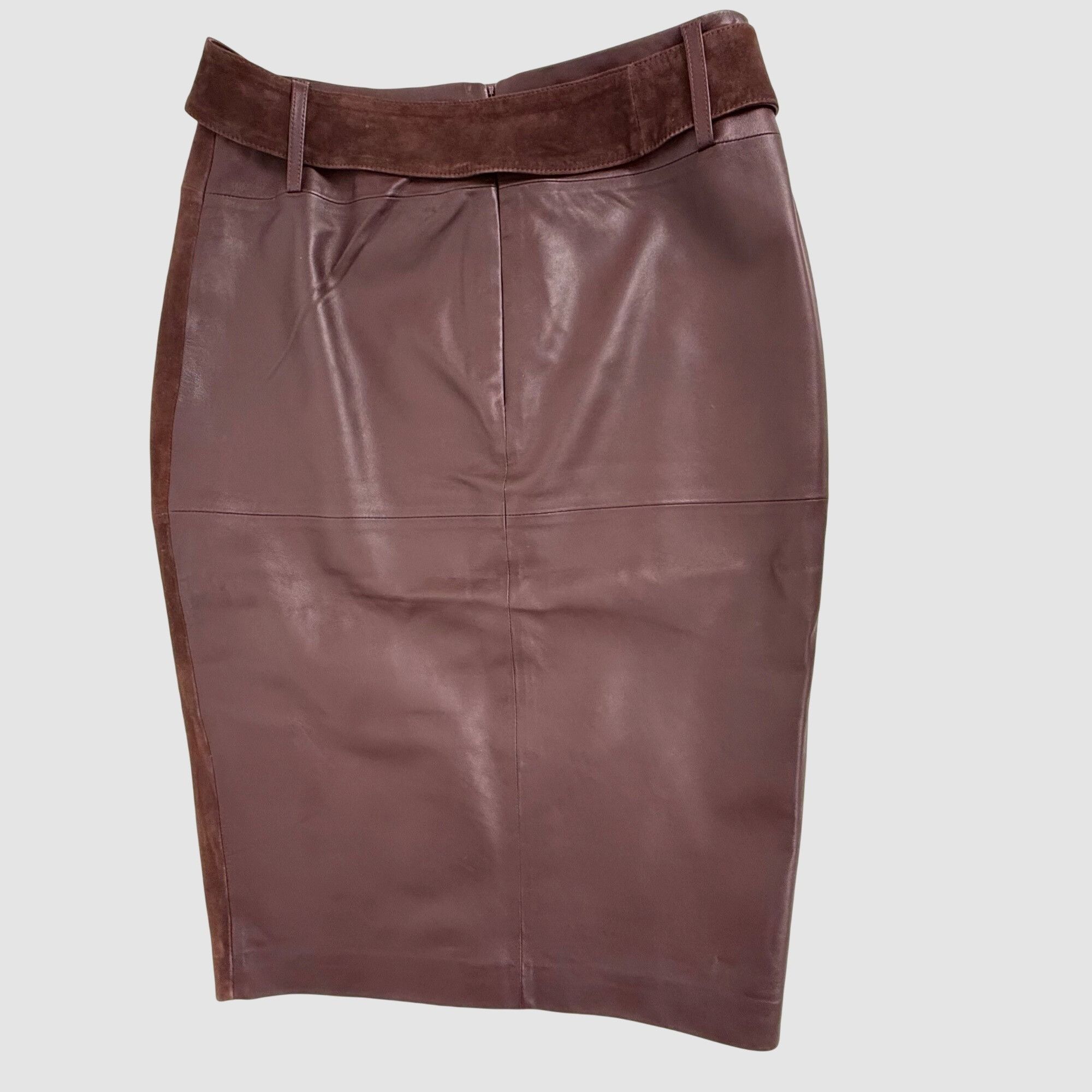 White House Black Market White House Black Market Belted Cocoa Brown Leather Combo Pe Size 30" / US 8 / IT 44 - 5 Thumbnail