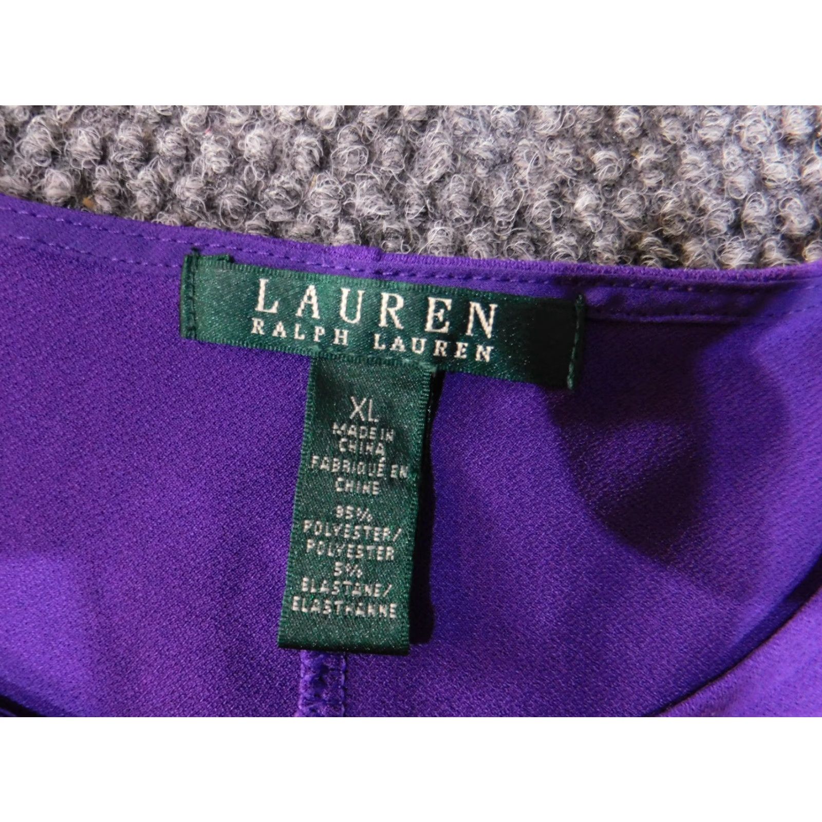 Ralph Lauren Lauren Ralph Lauren Blouse Womens XL Purple Stretch Crew Neck Pullover Casual Knit Polyester Size XL / US 12-14 / IT 48-50 - 6 Thumbnail