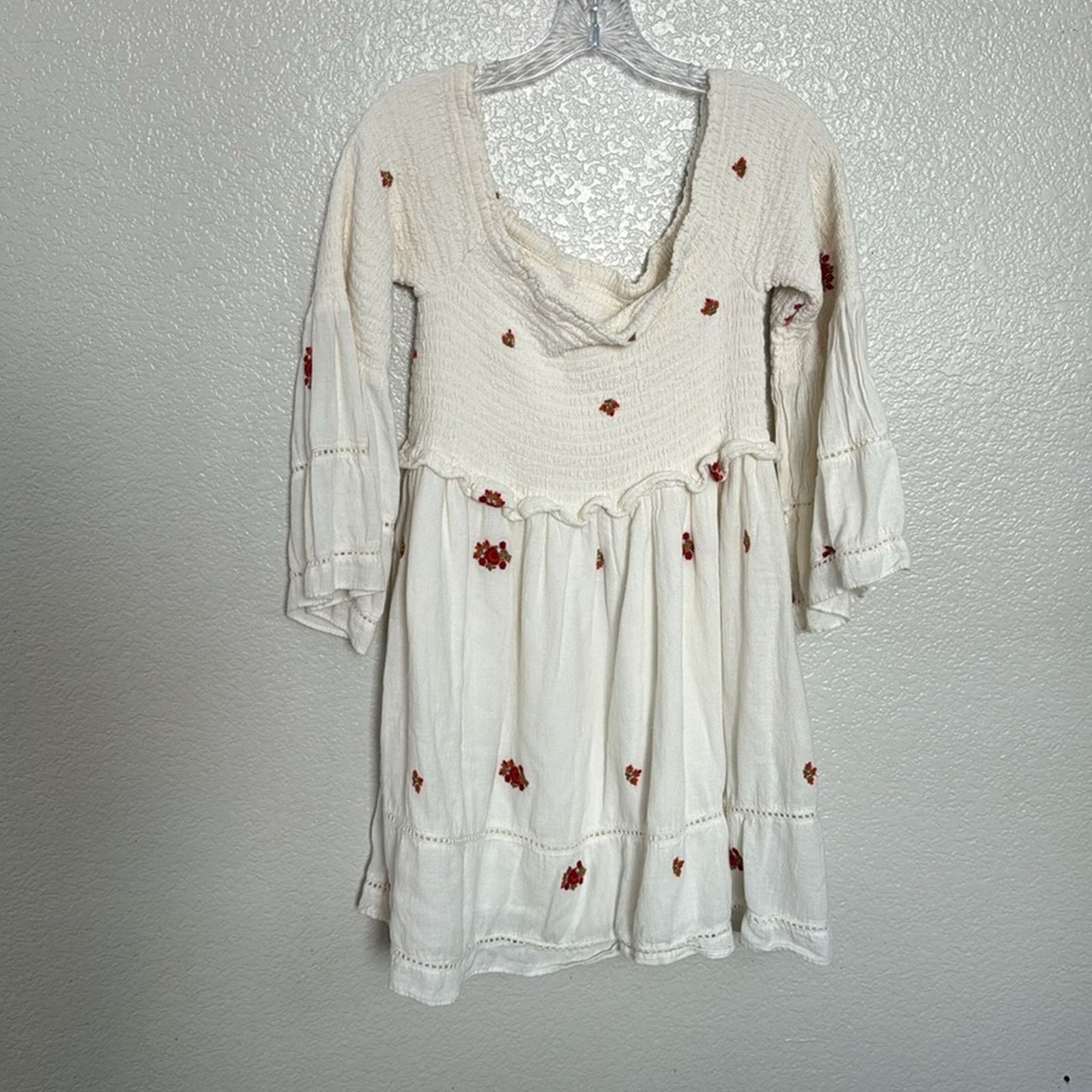 Free People Free People Counting Daisies Dress Off Shoulder White Size M Size M / US 6-8 / IT 42-44 - 4 Thumbnail