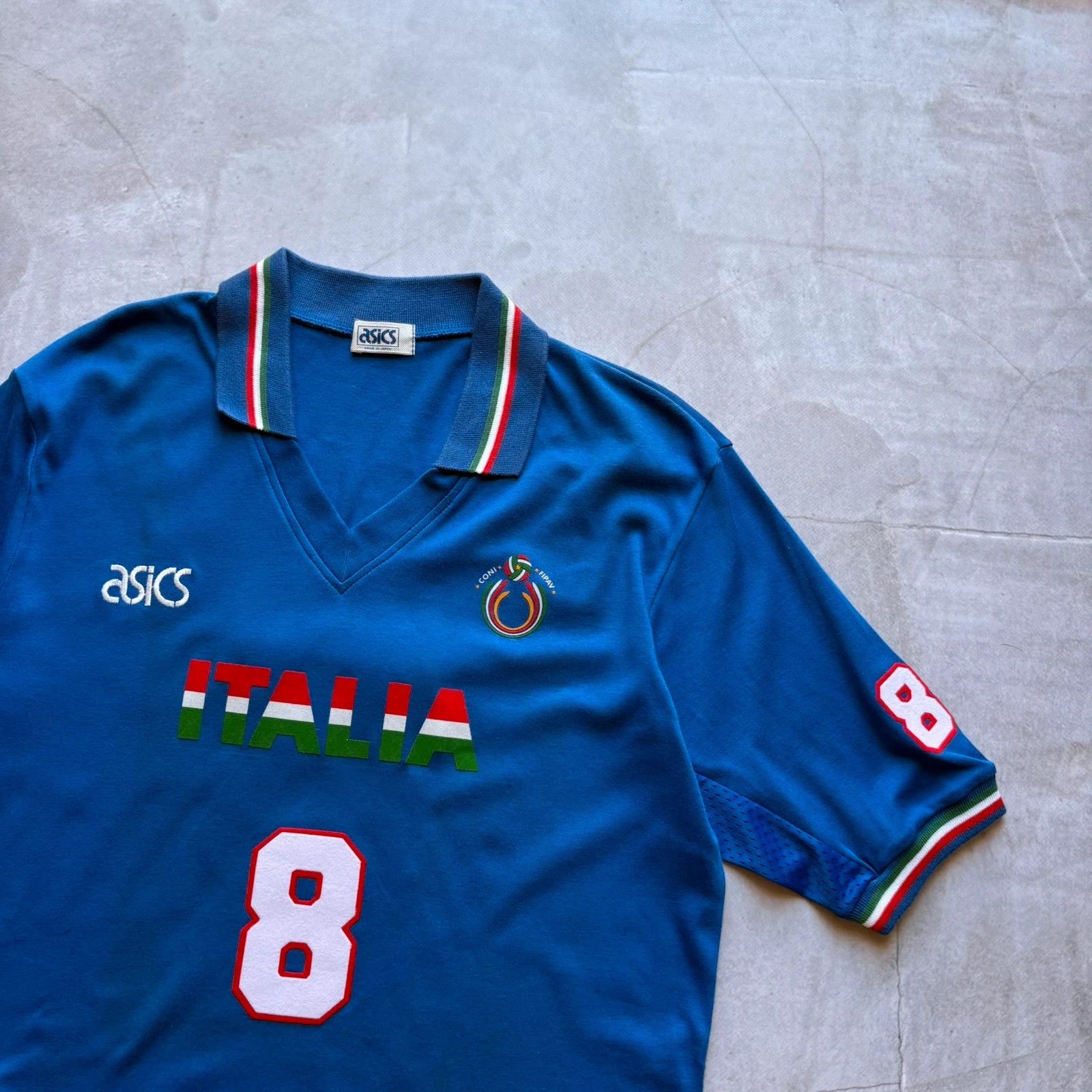 Asics 1996 Asics #8 Bracci Italy Volleyball Jersey Coni Fipav Size US L / EU 52-54 / 3 - 6 Thumbnail