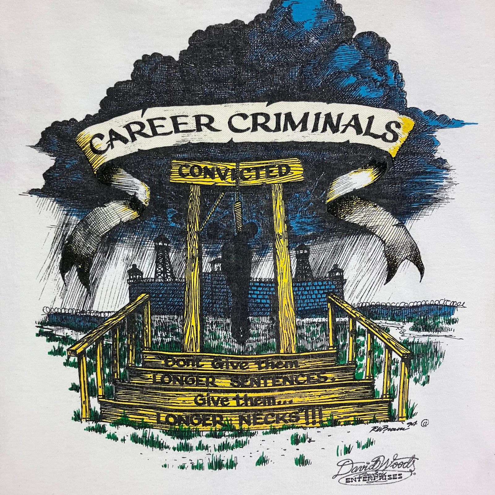 Vintage 1994 Citizens For The Death Penalty Career Criminals T-shirt Size US XL / EU 56 / 4 - 12 Thumbnail