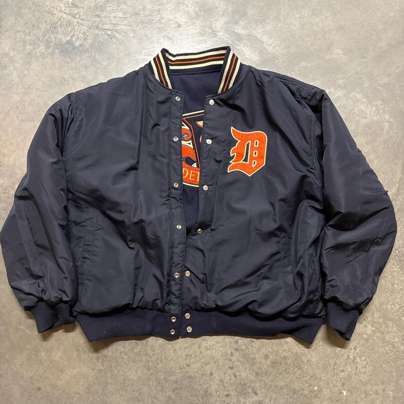 JH Design × Vintage Vintage JH Design Detroit Tigers MLB Wool Leather Jacket Size US XXL / EU 58 / 5 - 5 Thumbnail