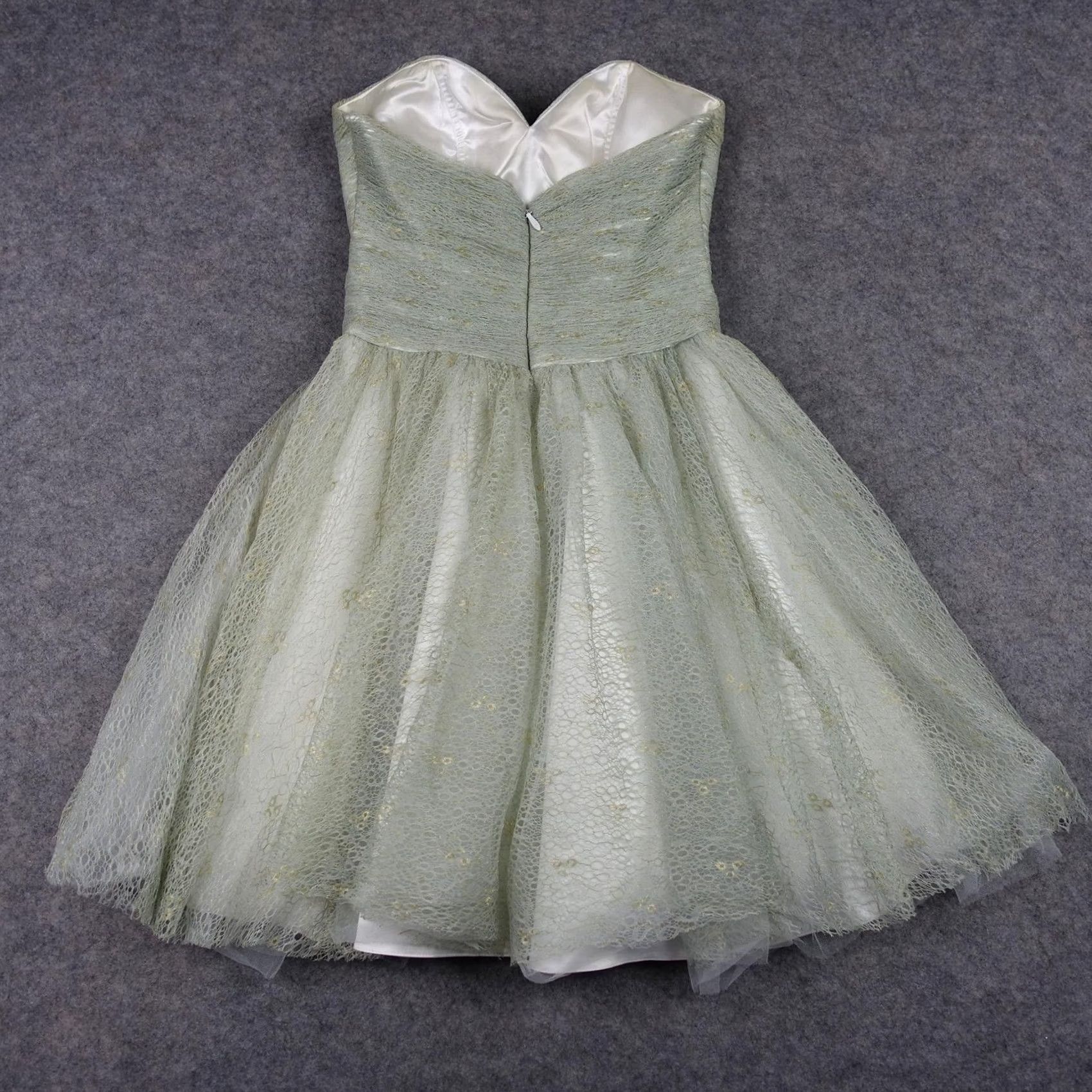 Vintage JJ's House Dress Womens Small Green Sweetheart Strapless Tiana Tinker Bell Dress Short Formal Party/Cocktail Zipper Size S / US 4 / IT 40 - 7 Thumbnail
