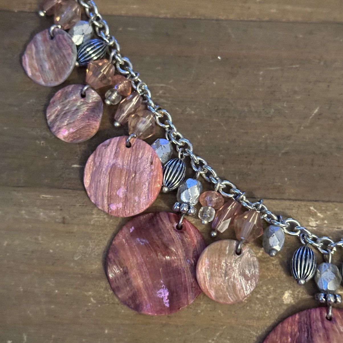Other Lia Sophia silver tone abalone shell & bead dangle necklace Size ONE SIZE - 4 Thumbnail