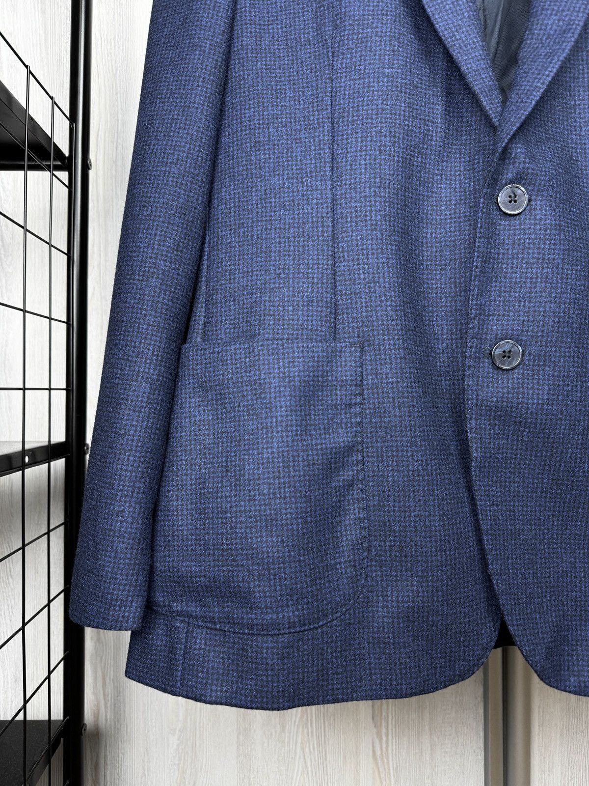 Boggi Boggi Milano Blue checkered houndstooth wool blazer Size 40R - 4 Thumbnail