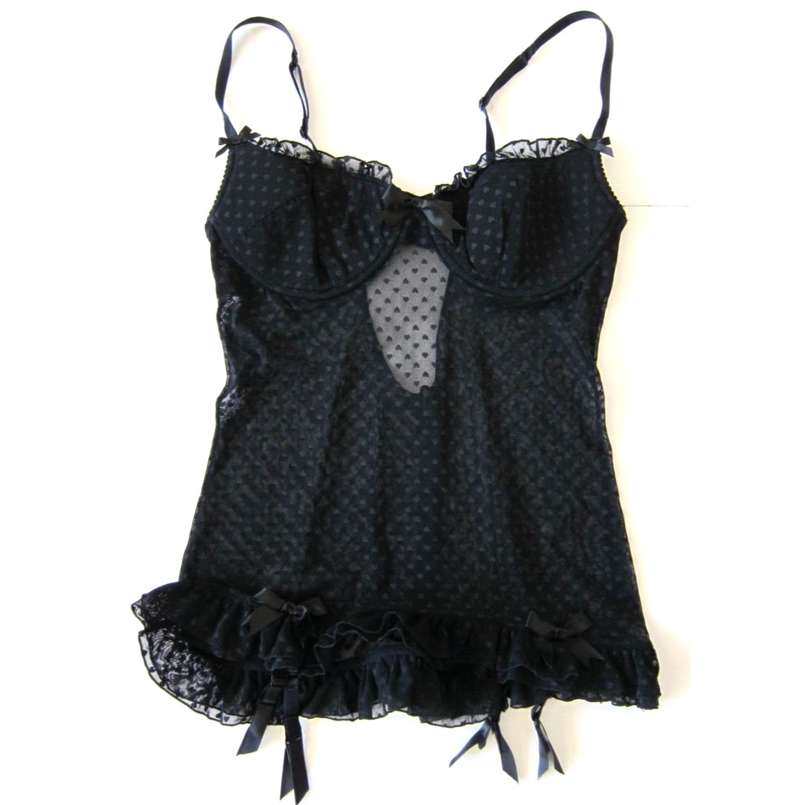 Victoria's Secret Victoria's Secret Sexy Little Things Black Lace Heart Underwire Camisole 36C Size ONE SIZE - 2 Thumbnail