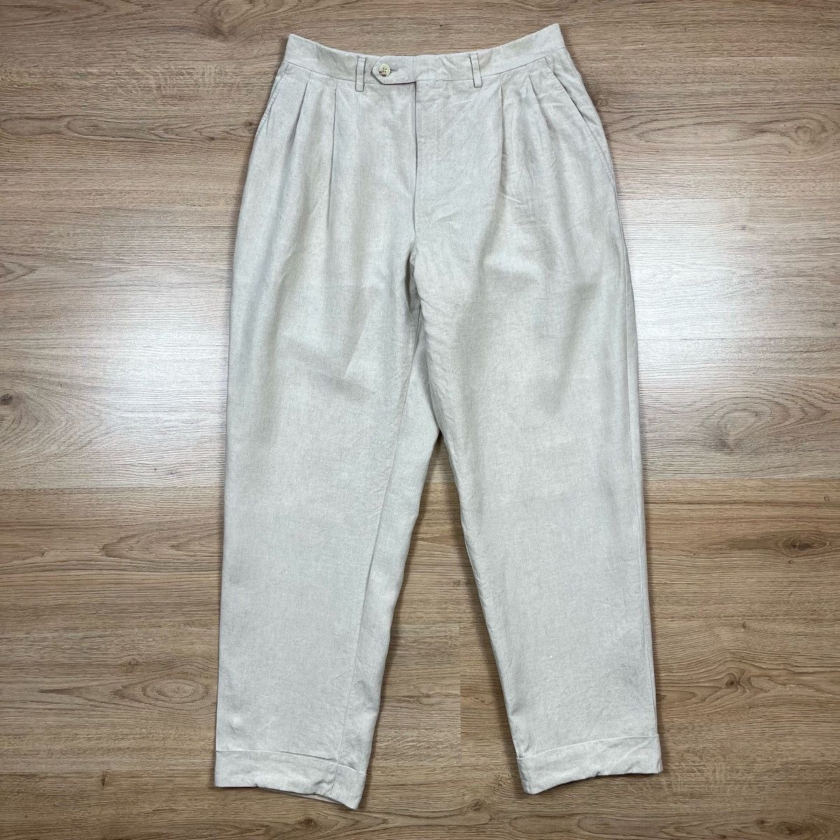 Celine Vintage CELINE HOMME 100% Linen Trousers Pants Beige Italy Size US 30 / EU 46 - 1 Thumbnail