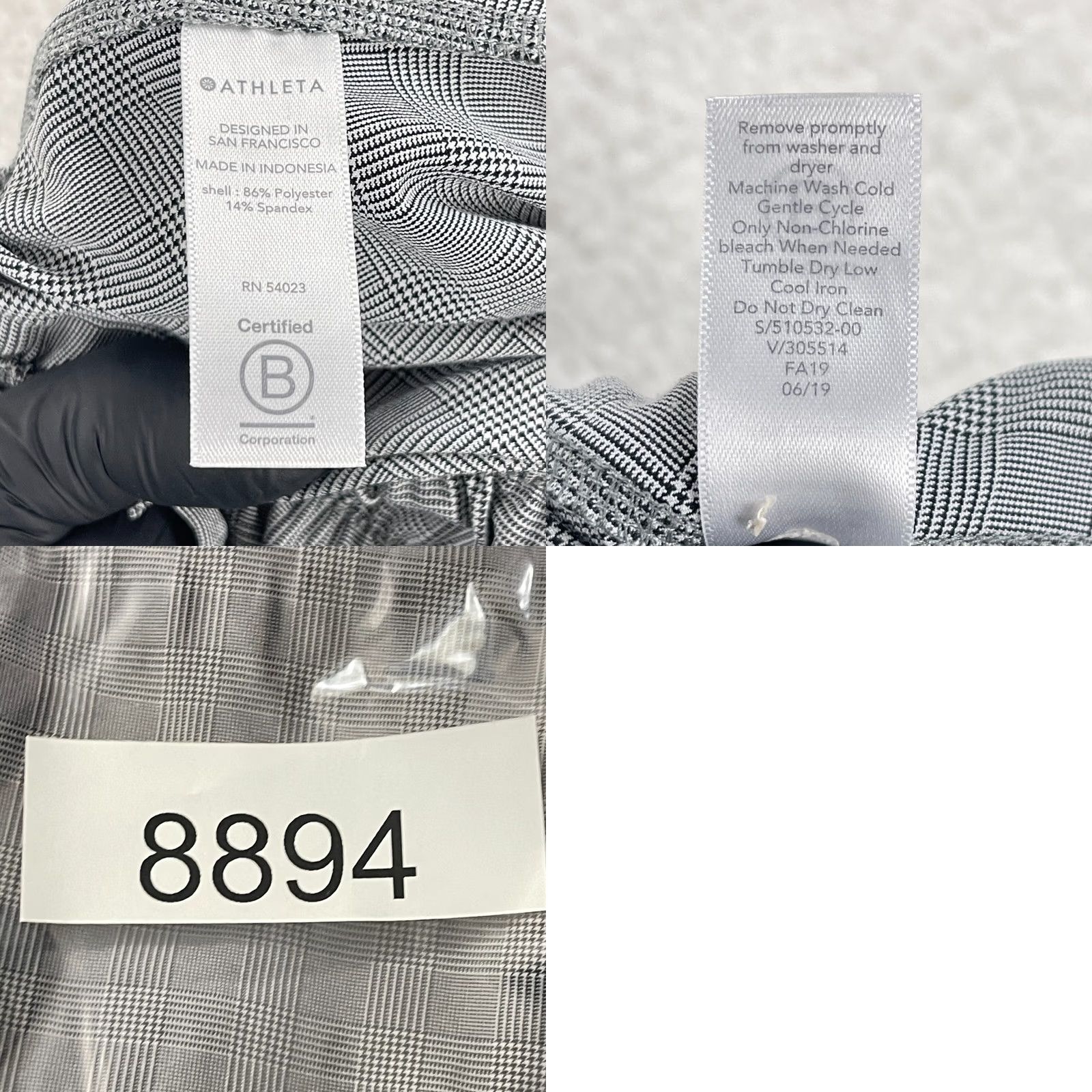 Athleta Athleta Black White Plaid Skyline Pants Womens Pull On Belted Mid-Rise Size 2 Tapered Fit, 26.5 Inseam, 28 in Waist, 90s City College style Size 26" / US 2 / IT 38 - 10 Thumbnail