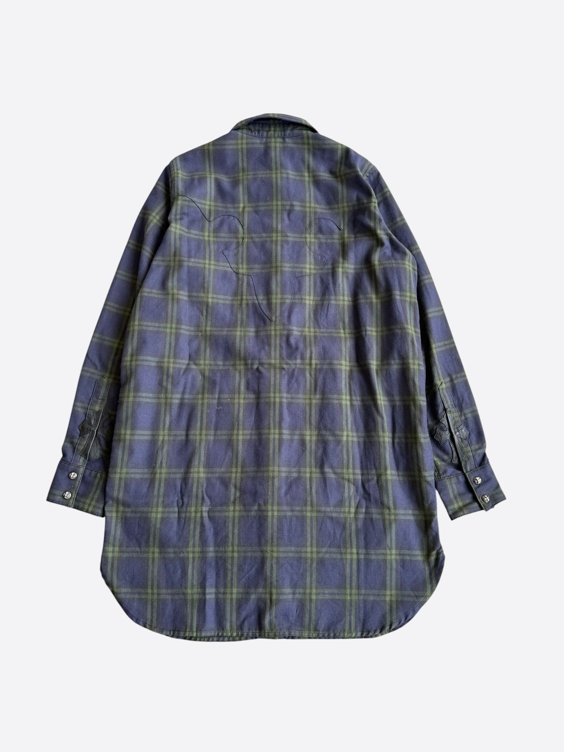 Chrome Hearts Chrome Hearts Blue & Green Cross Patch Elongated Flannel Size US S / EU 44-46 / 1 - 2 Thumbnail