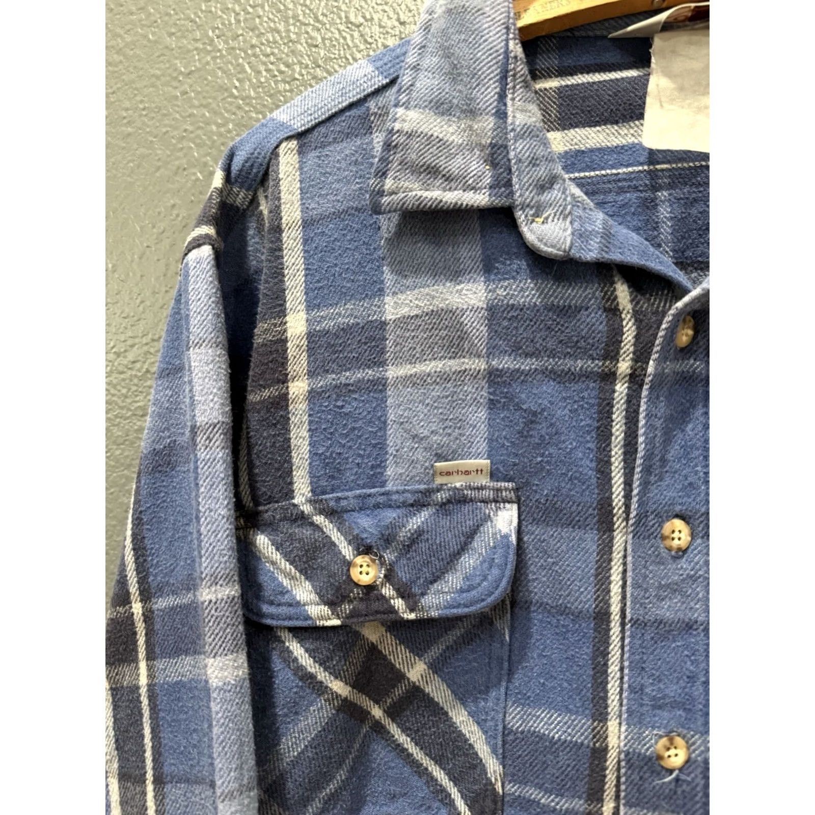Carhartt VINTAGE Carhartt Rugged Blue Cotton Plaid Heavyweight Flannel Men’s XL USA Button-Up Long Sleeve 90s Size US XL / EU 56 / 4 - 4 Thumbnail