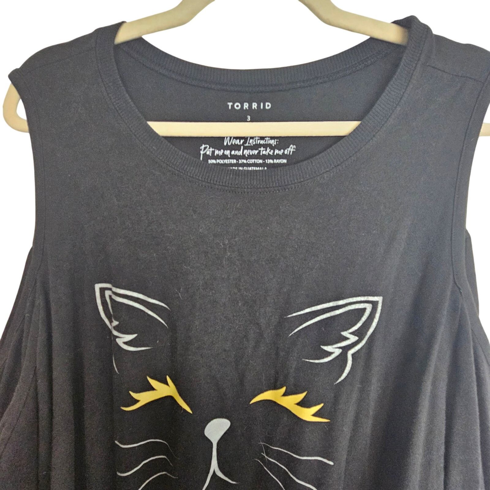 Torrid Torrid Womens Cat Print Top Plus Size 3X Classic Fit Stretch Size 3XL / US 20-22 - 2 Thumbnail