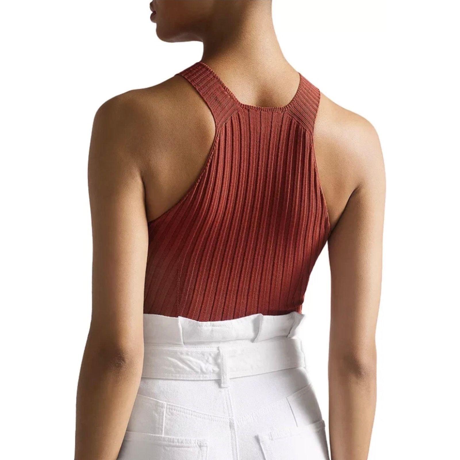 Ted Baker Ted Baker London Feoniix Knitted Halterneck Top Dark Red Rib Size S / US 4 / IT 40 - 9 Thumbnail
