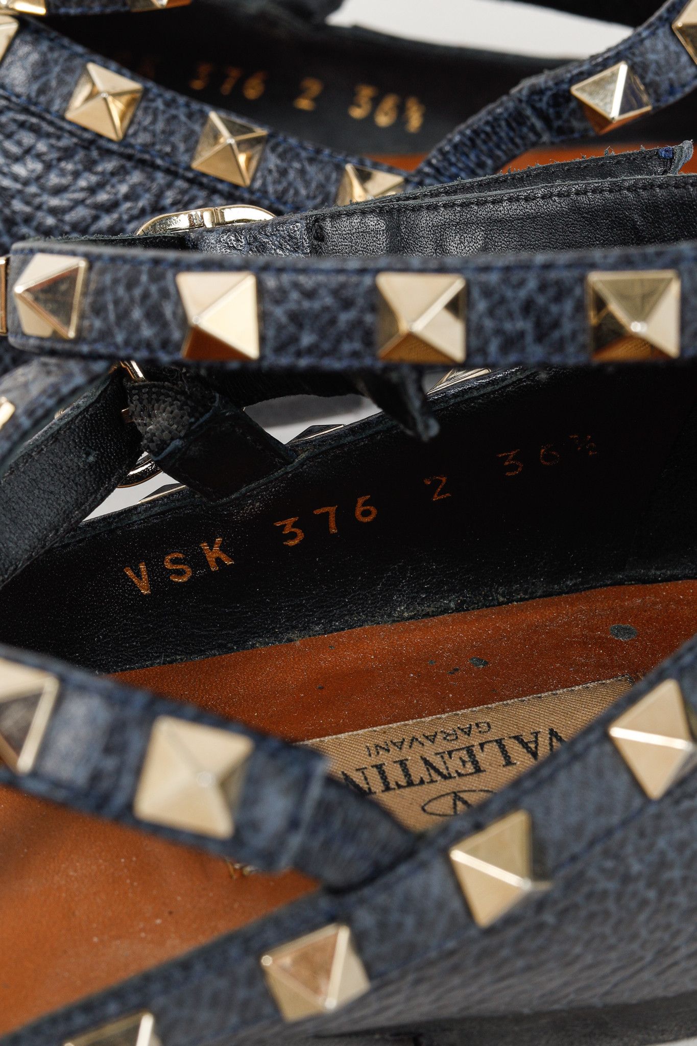 Valentino Valentino Garavani Rockstud Pebble Leather Caged Flats Size US 6 / IT 36 - 2 Thumbnail