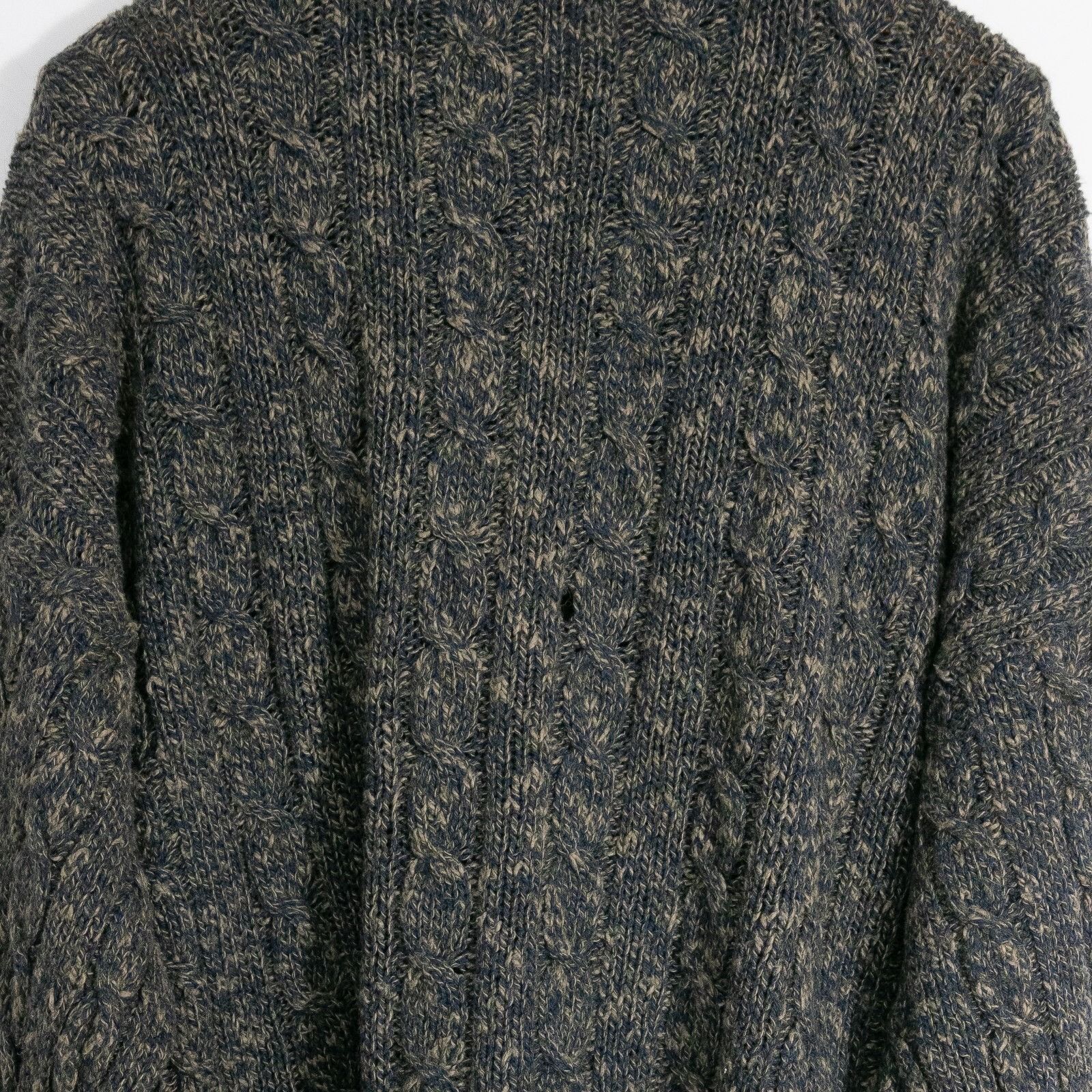 Vintage Vintage Cable Knit Cotton Sweater Mens 2XL Mock Neck Raw Hem Size US XXL / EU 58 / 5 - 7 Thumbnail