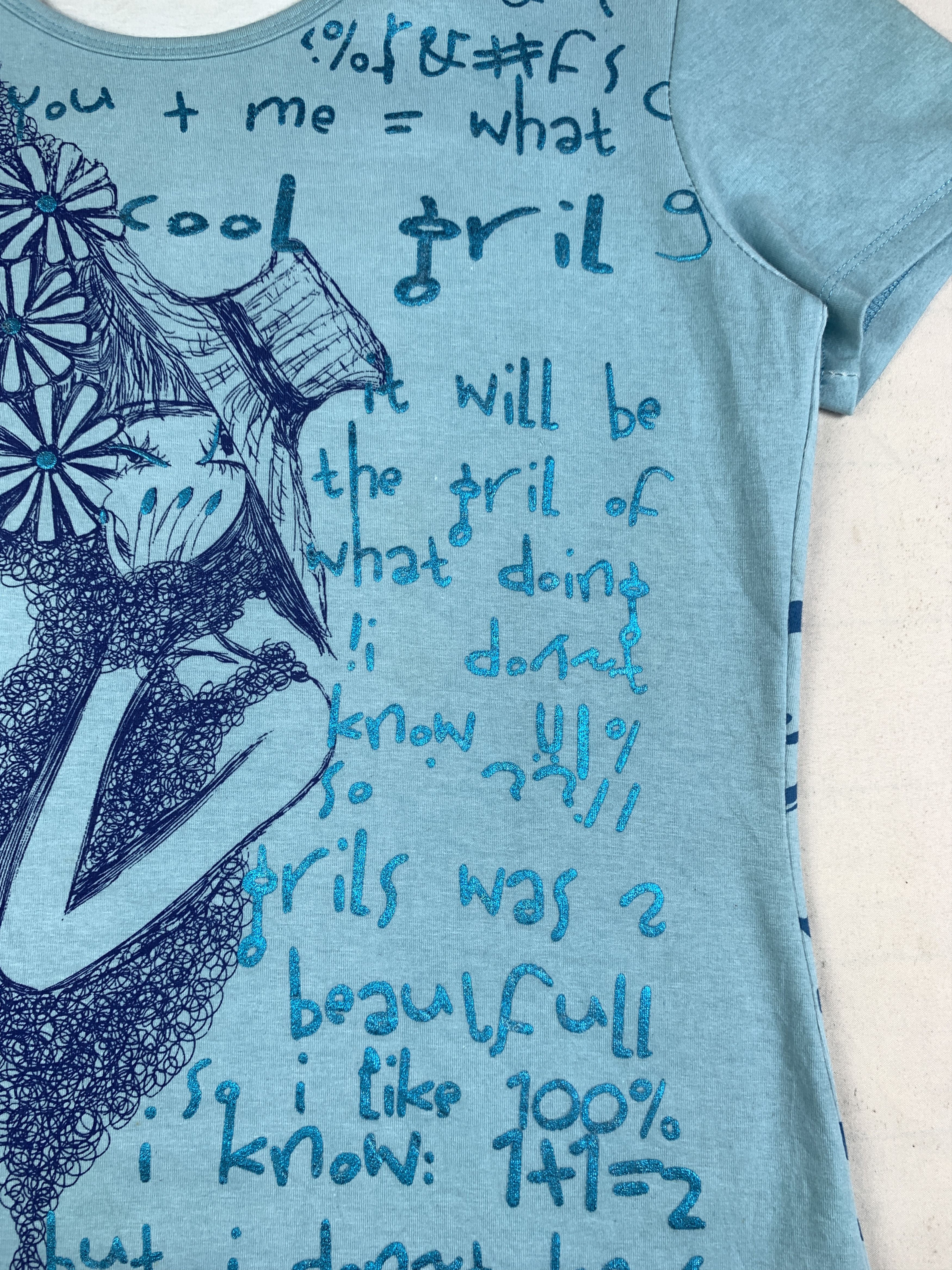 Custo Barcelona Custo Barcelona Light Blue Girl Doodle Tee (S) Size S / US 4 / IT 40 - 6 Thumbnail