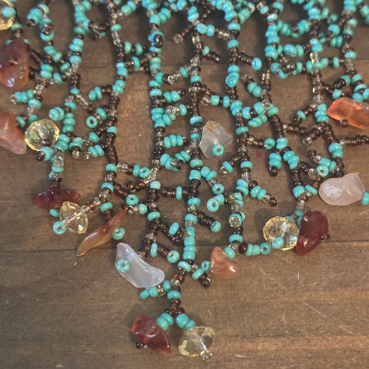 Vintage Vintage turquoise seed bead rope fringe collar necklace Size ONE SIZE - 2 Thumbnail