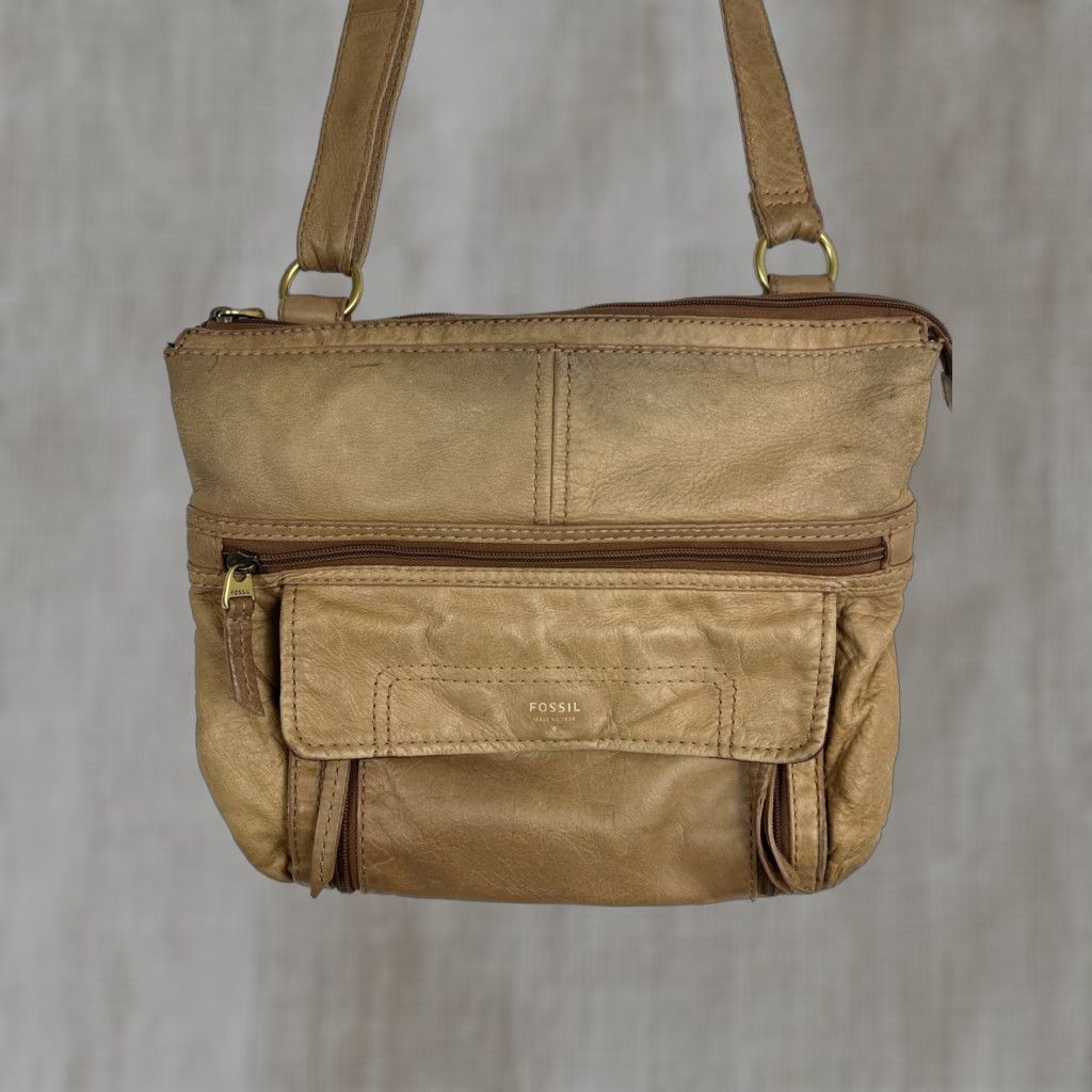 Fossil Fossil Shoulder Bag Brown Leather Crossbody Zipper Front Flap 11x11.5x2 Women Size ONE SIZE - 1 Thumbnail