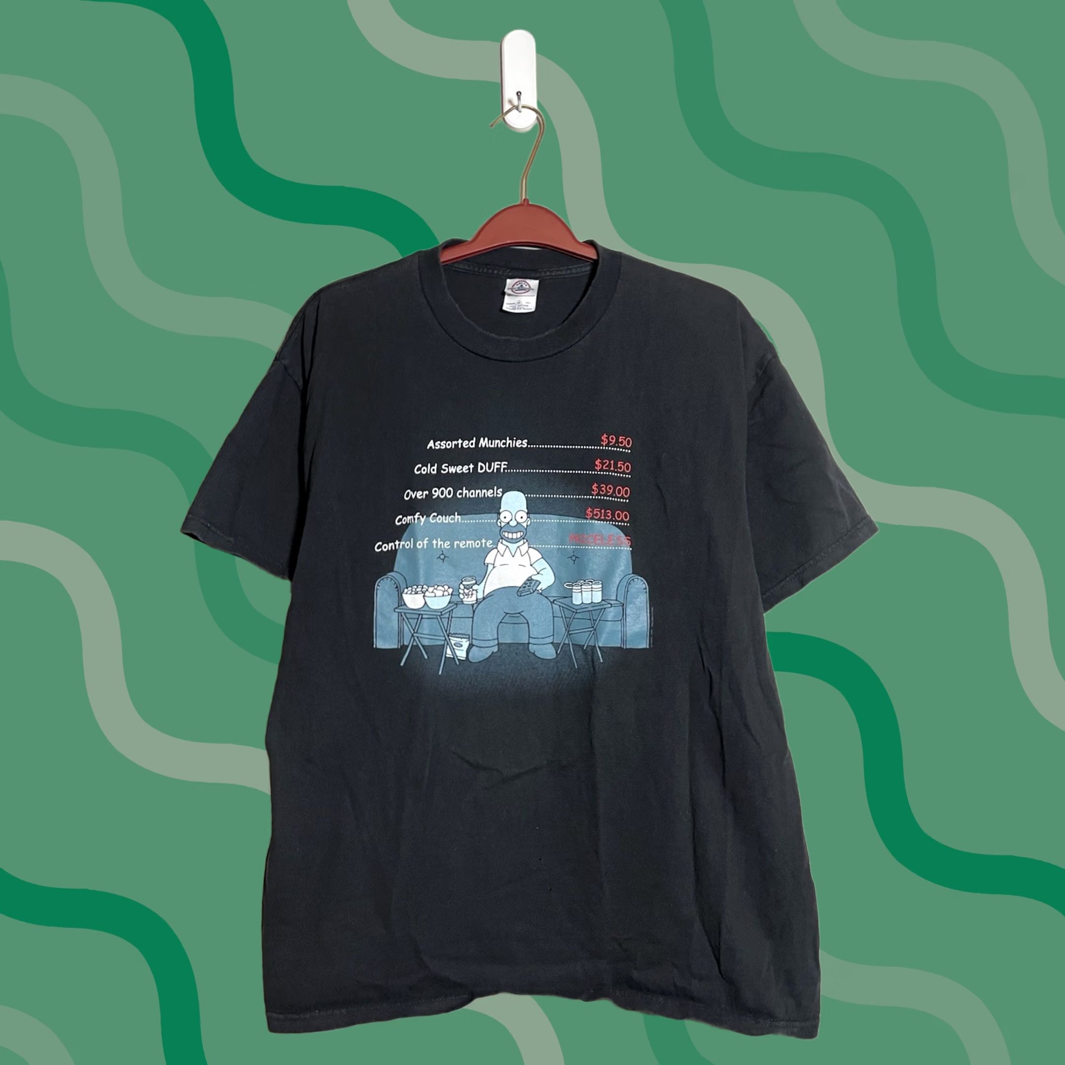 Vintage VINTAGE Homer Simpson Couch T-Shirt Men XL Black 90s Graphic Print The Simpsons Men’s T-Shirt Size US XL / EU 56 / 4 - 1 Thumbnail
