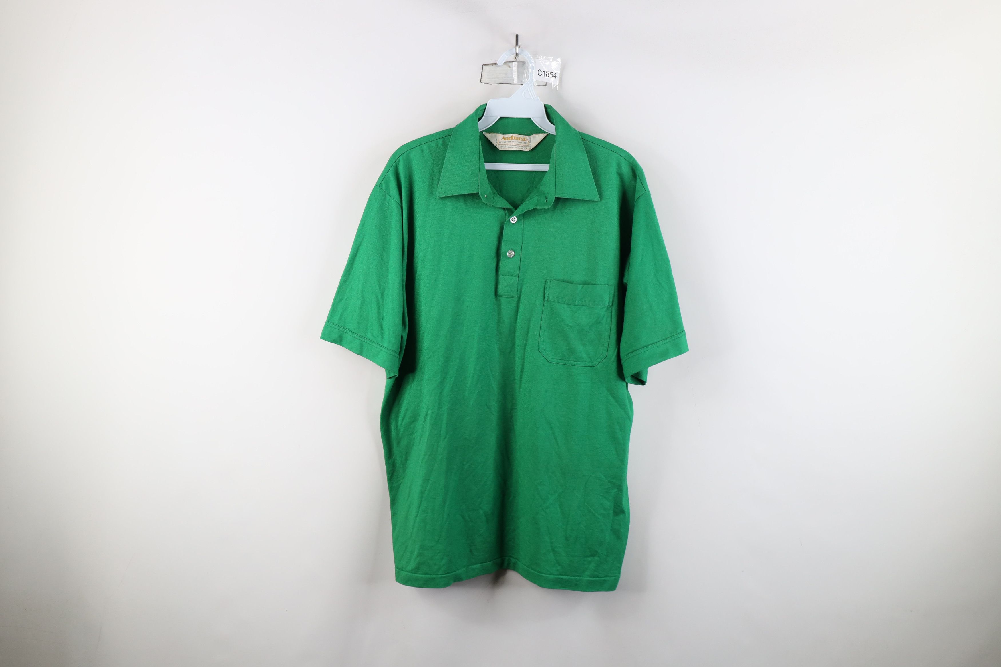Vintage Vintage 70s Streetwear Knit Collared Golf Polo Shirt Green Size US L / EU 52-54 / 3 - 1 Thumbnail
