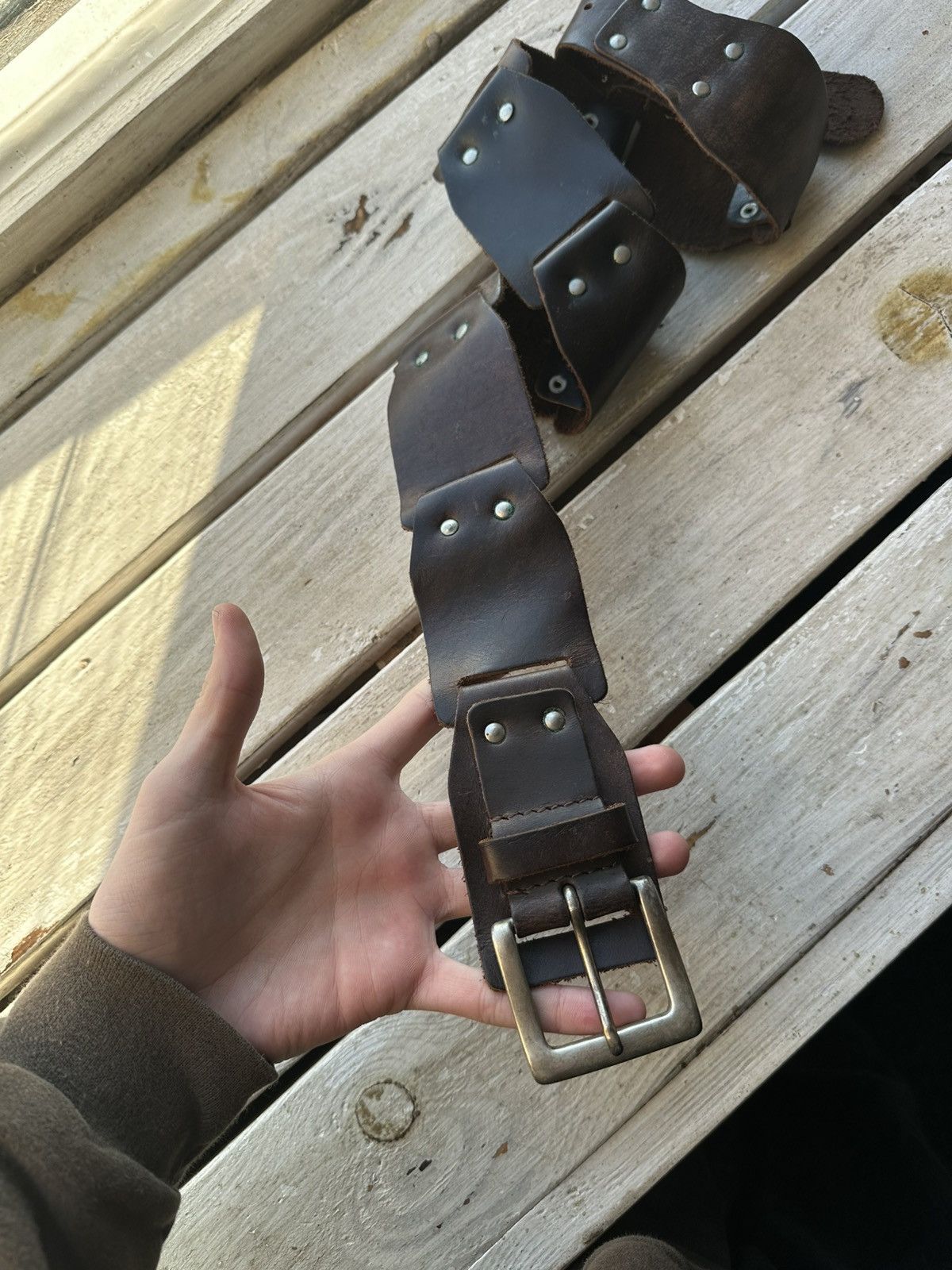 If Six Was Nine × Japanese Brand × Vintage Vintage Japanese Leather Punk Emo Rock Goth Y2K Drill belt Size ONE SIZE - 2 Thumbnail