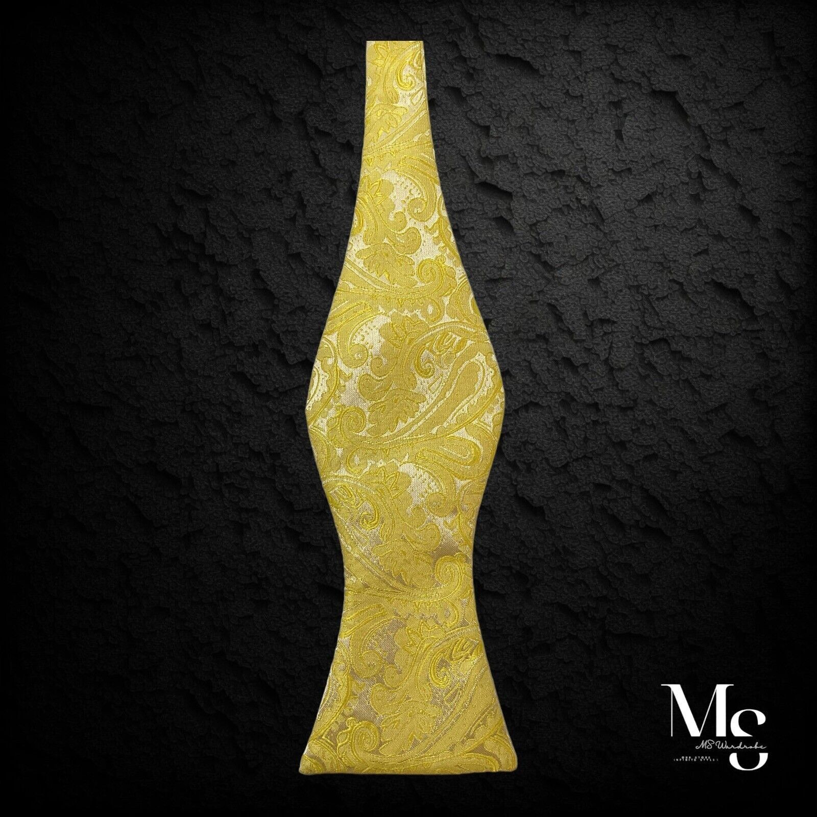 Other BEAUTIFUL Yellow Paisley Adjustable Self Bow Tie Silk W: 2.5 Size ONE SIZE - 3 Thumbnail
