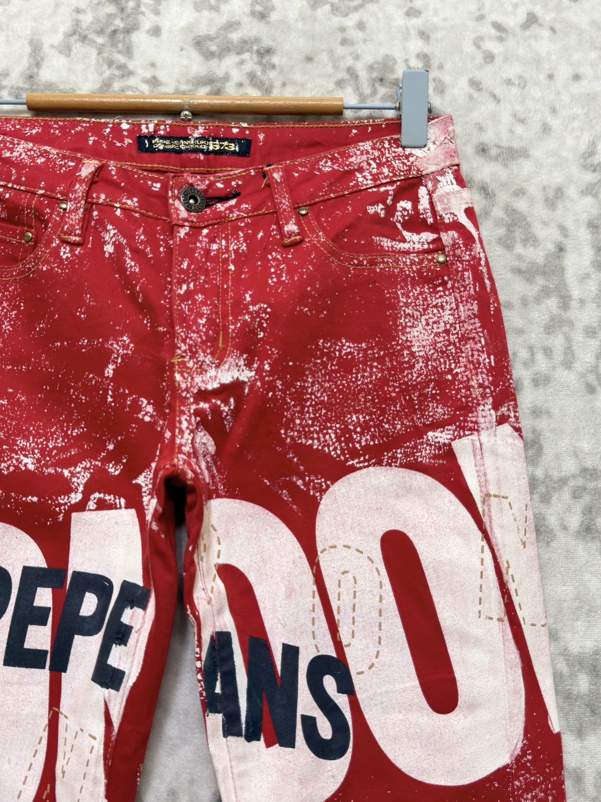 If Six Was Nine Pepe Jeans London Y2K Flare Pant Distressed Red Wash Size US 26 / EU 42 - 5 Thumbnail