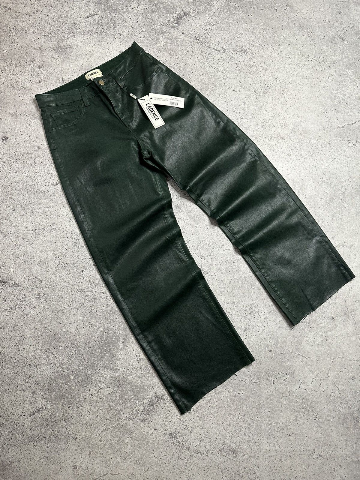 L'AGENCE RRP $320 L’agence Wanda Forest Coated Wide Leg Crop Pants Size 26" / US 2 / IT 38 - 4 Thumbnail