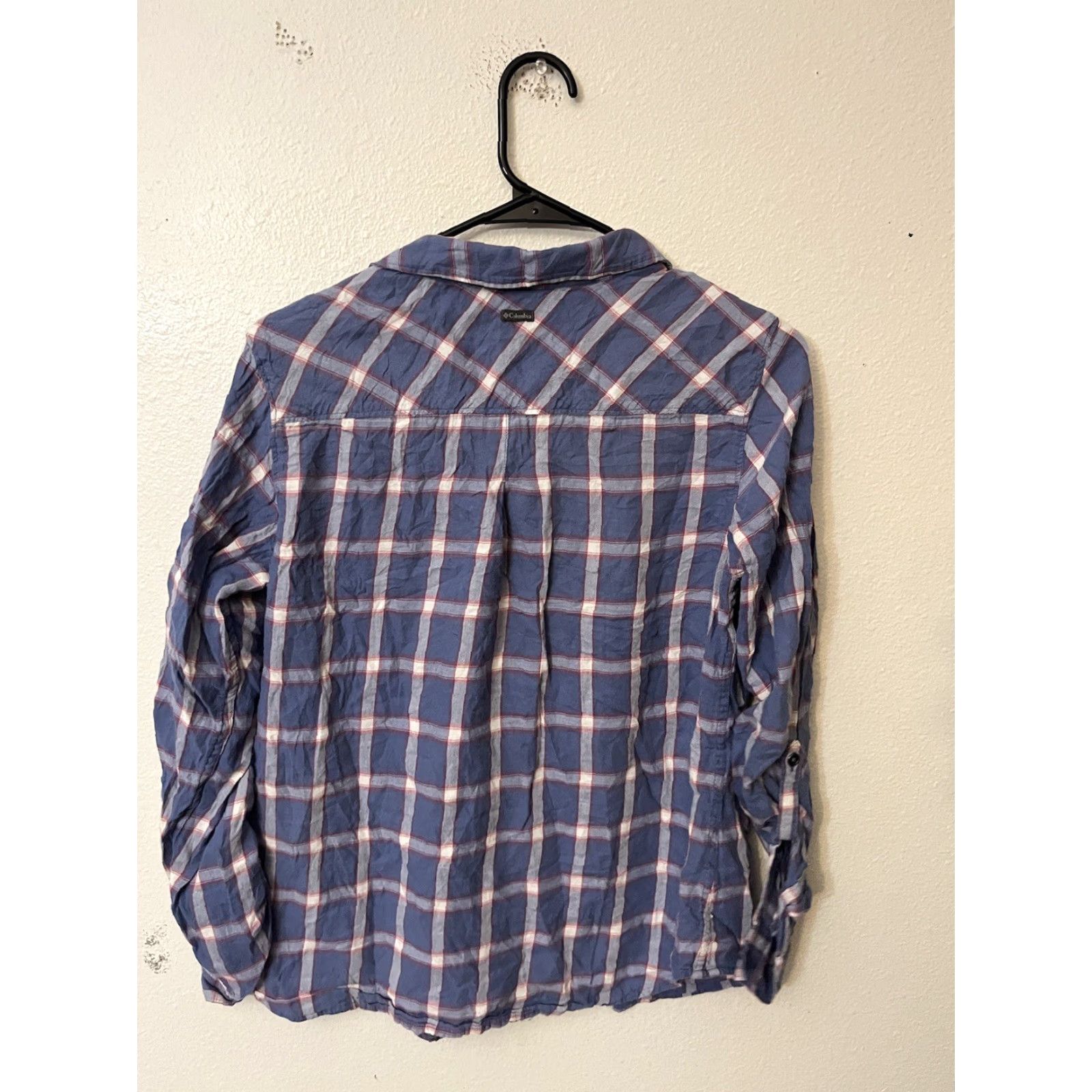 Vintage Columbia Button-Up Shirt Womens Medium Plaid Blue 100% Cotton Lightweight Casual Workwear Pockets Size M / US 6-8 / IT 42-44 - 3 Thumbnail