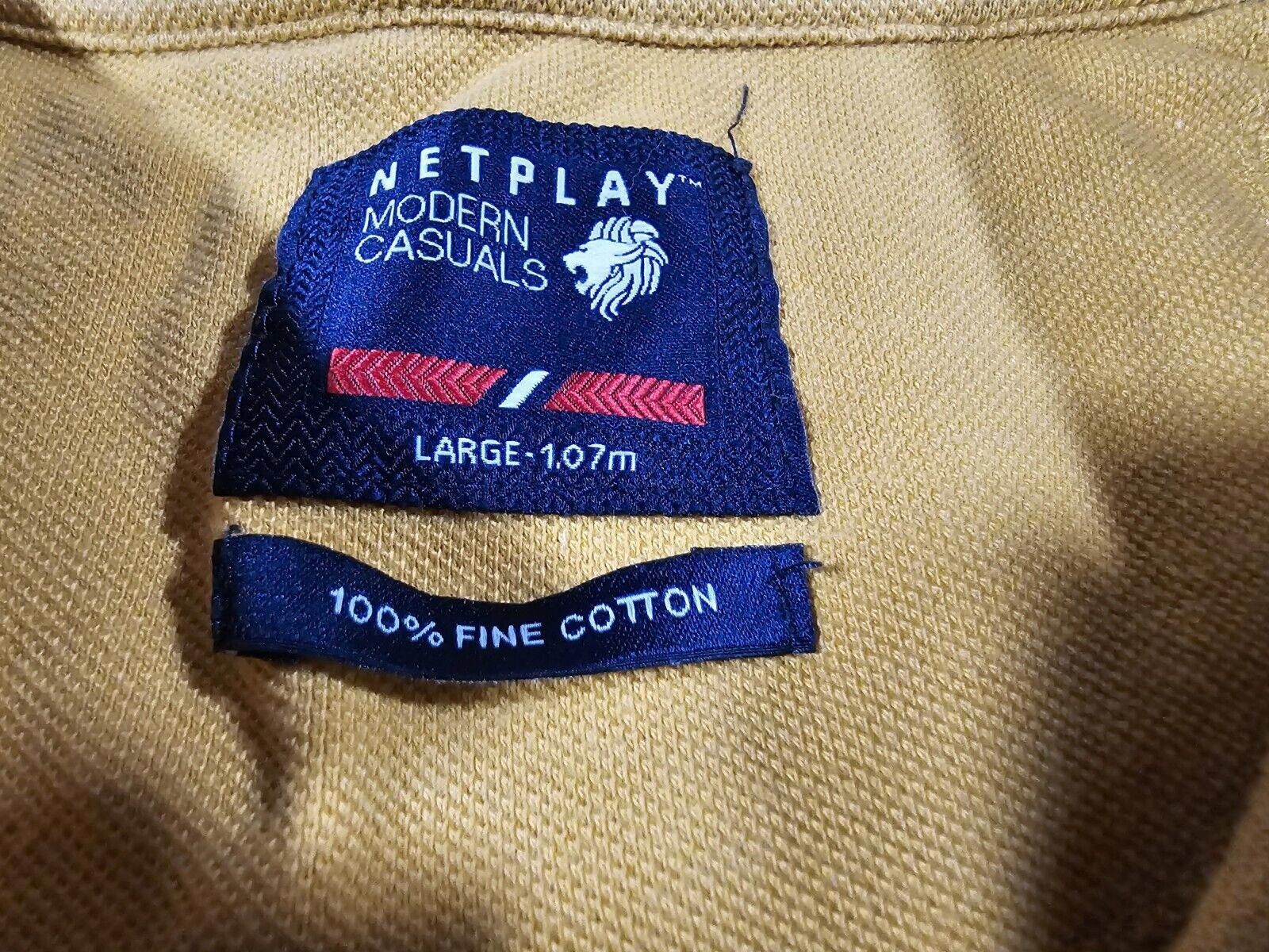 Designer Netplay modern casuals LG yellow polo shirt 100% fine cotton Size US L / EU 52-54 / 3 - 4 Thumbnail