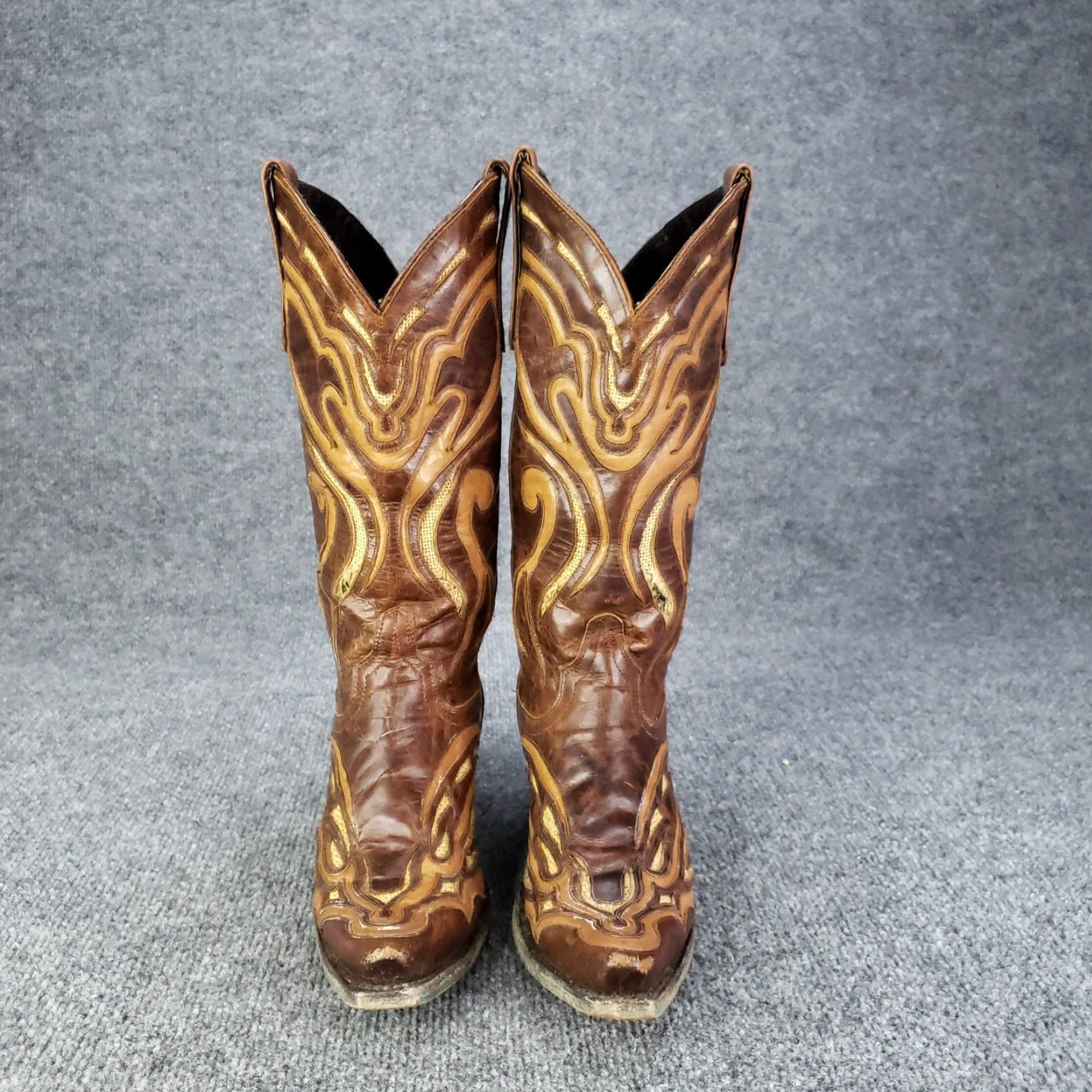 Vintage Lane Boot Womens Brown Embroidered Size 7B Western Low Heel Leather Womens Size US 7 / IT 37 - 2 Thumbnail