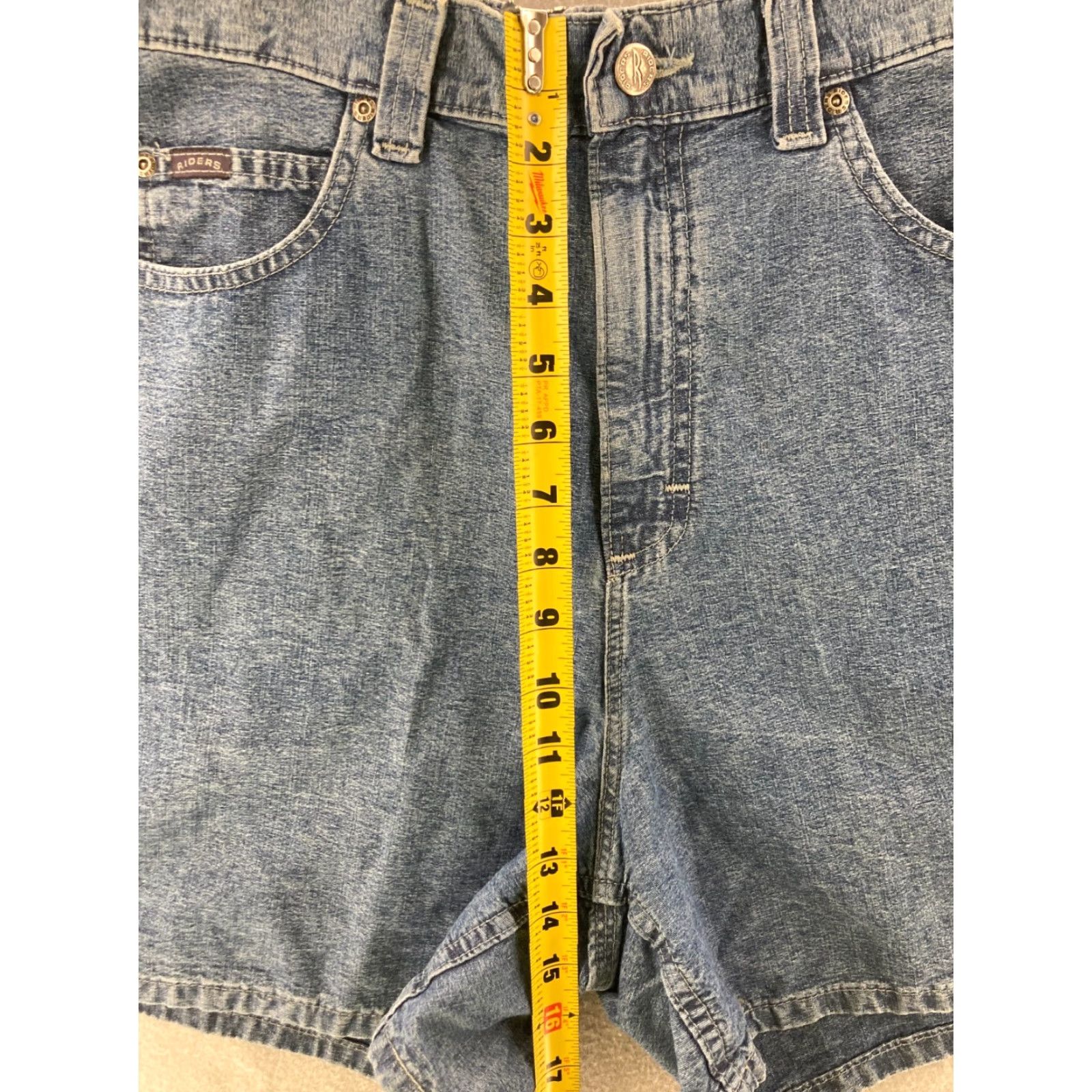 Vintage Riders Vintage 90s Blue Denim Jeans Shorts - 14 Girls, High Rise, 5-Pocket, 100% Cotton, Mom Style, Blue, Pants, Jeans, 90s Theme, Womens Size 36" / US 14 / IT 50 - 4 Thumbnail