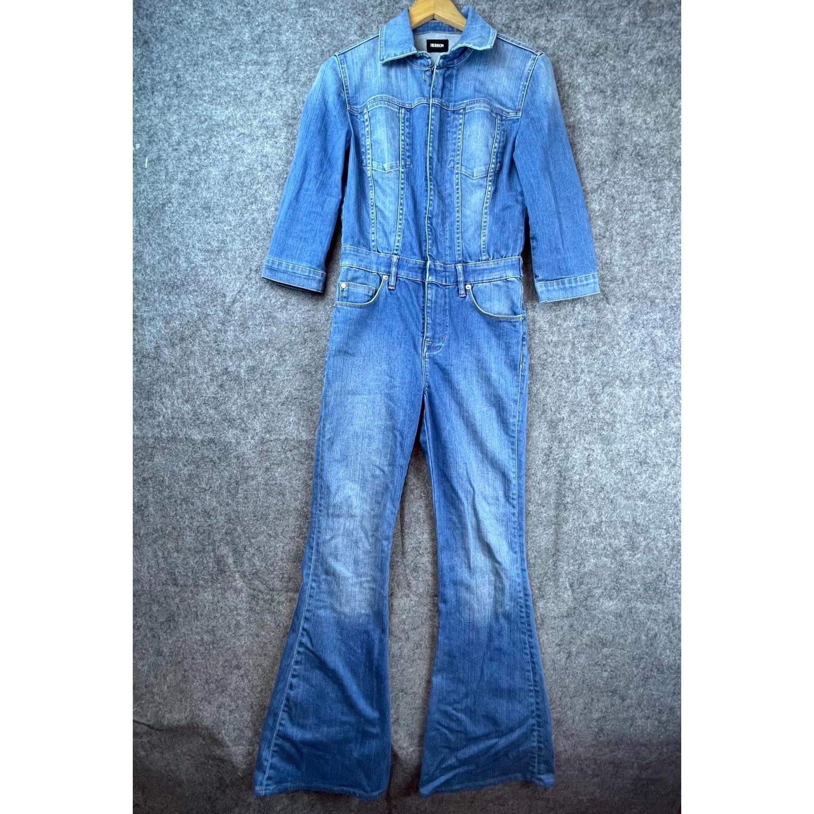 Hudson Hudson Coverall Jumpsuit Small Denim Holly Flare Flight Suit Size 27" / US 4 / IT 40 - 1 Thumbnail