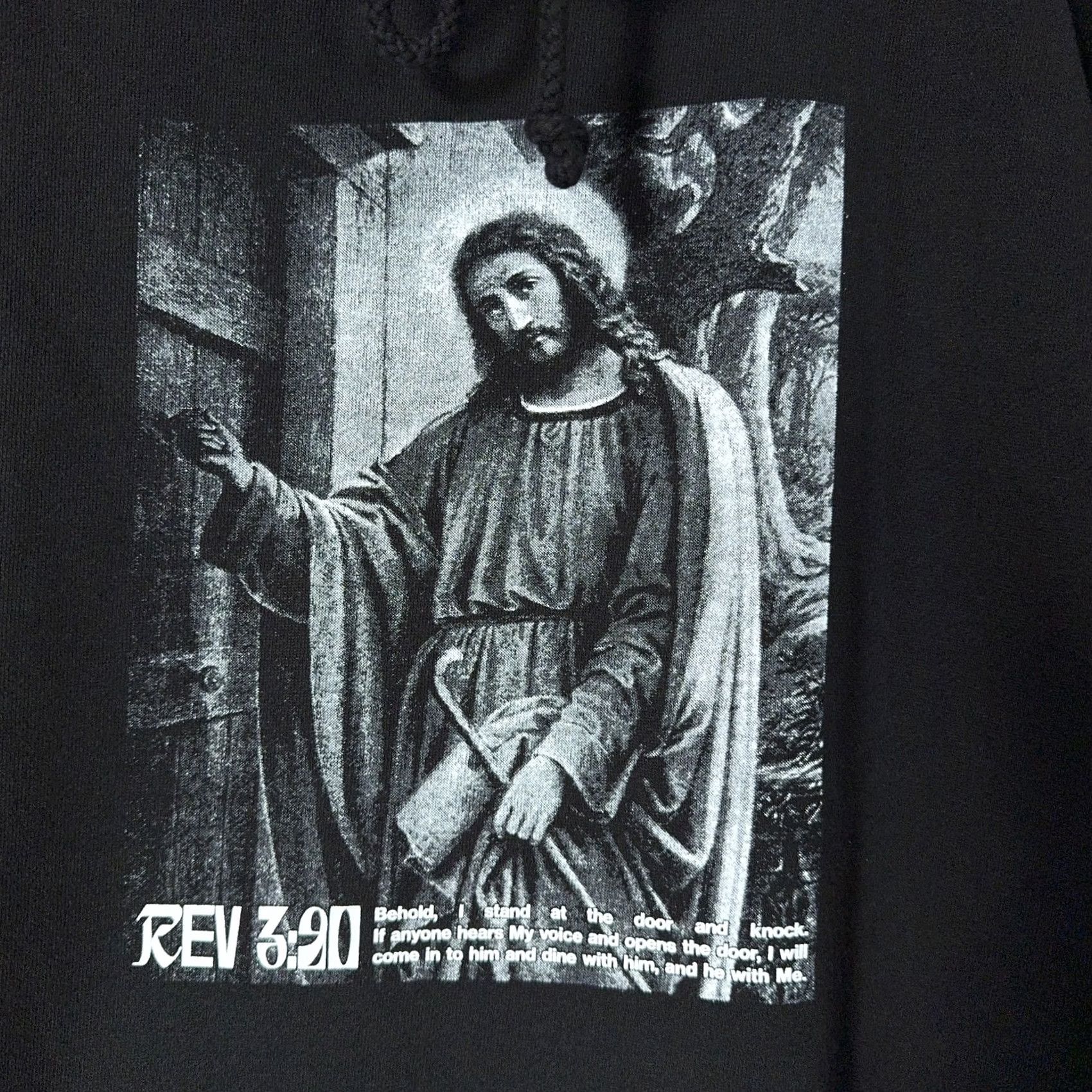 Vintage VINTAGE Jesus Hoodie Black REV 3:20 XL Christian Streetwear Ascend Church - Nike? Size US XL / EU 56 / 4 - 3 Thumbnail