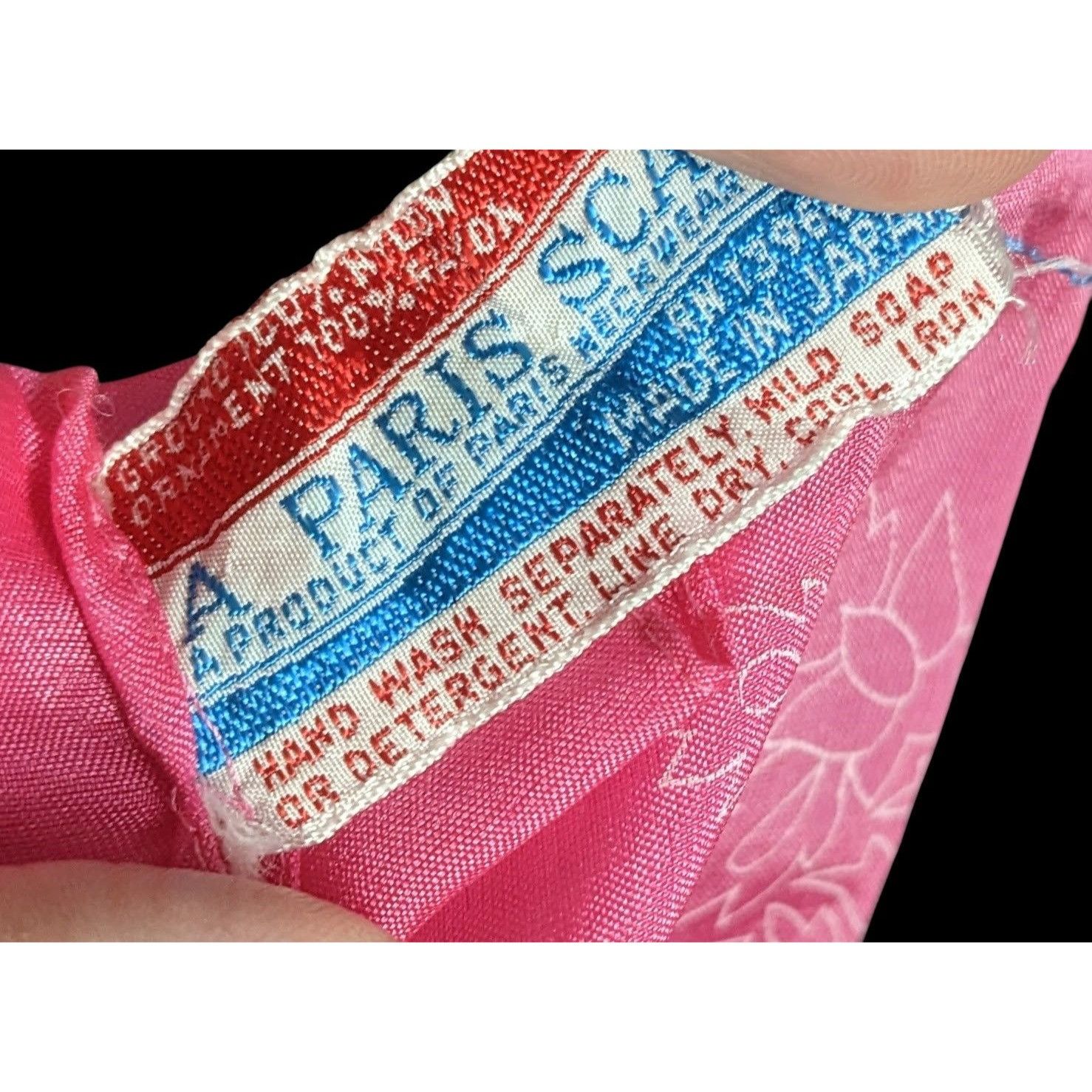 Other A Paris Scarf Vintage Pink Floral Sheer Nylon Square Made In Size ONE SIZE - 3 Thumbnail