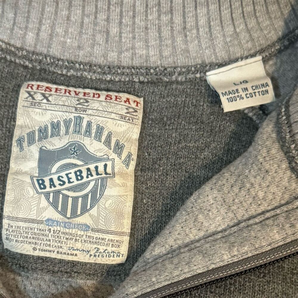 Tommy Bahama Tommy Bahama Red Sox Men's Gray Quarter Zip Pullover Sweate Size US L / EU 52-54 / 3 - 7 Thumbnail