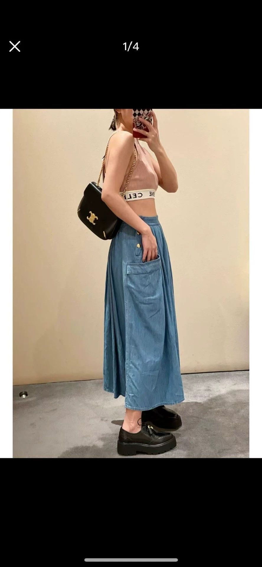 Celine Celine Washed Blue Denim Maxi 28 Triomphe Buckle Size 28" / US 6 / IT 42 - 7 Thumbnail