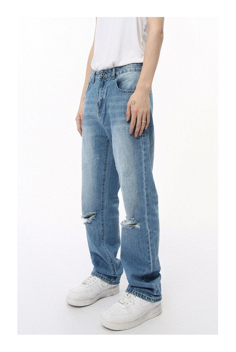Japanese Brand × Jean Japanese simple retro straight-leg ripped jeans Size US 32 / EU 48 - 7 Thumbnail