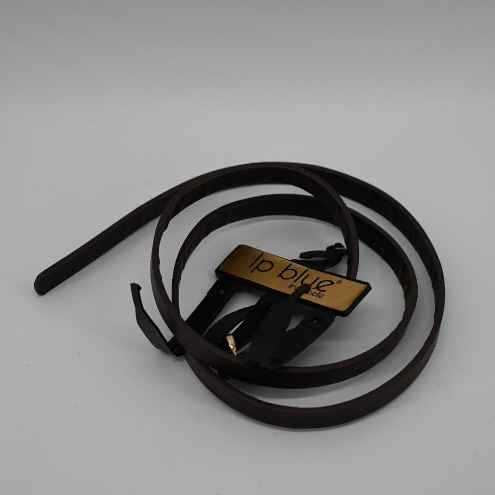 Other LP Blue Dark Brown Faux Leather Skinny Belt Fashion Gold L Size ONE SIZE - 1 Thumbnail