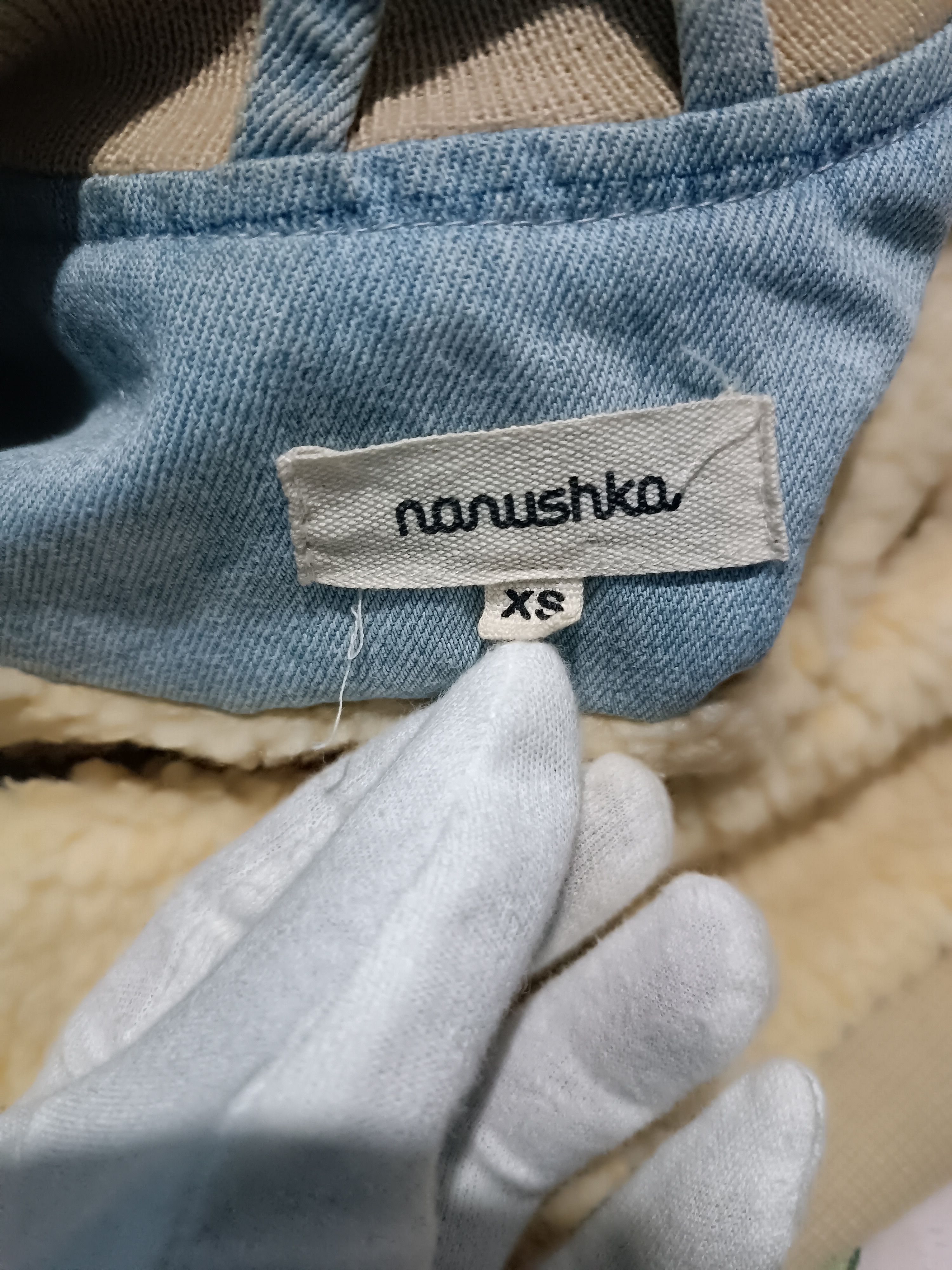 Nanushka Sherpa Trucker Denim Jacket Western Style Size XS / US 0-2 / IT 36-38 - 6 Thumbnail