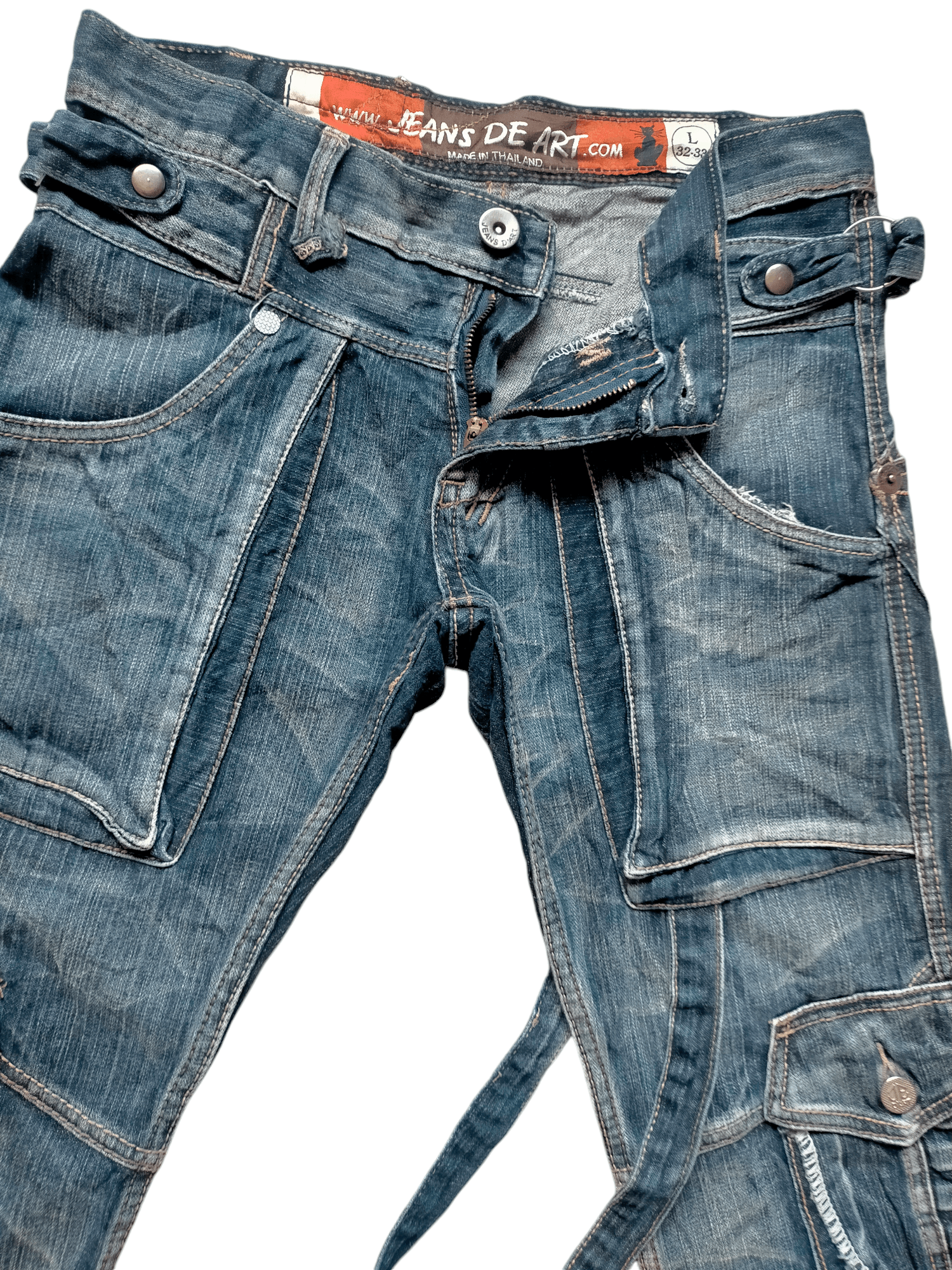 Hysteric Glamour × Japanese Brand Jeans De Art Bondage Punk Cargo Denim Pants Size US 32 / EU 48 - 6 Thumbnail