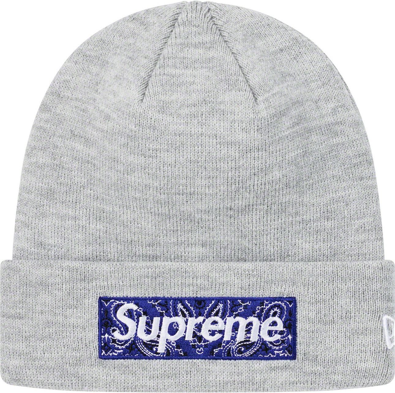 New Era × Supreme FW19 Supreme New Era Bandana Box Logo Beanie Heather Grey OS Size ONE SIZE - 12 Thumbnail