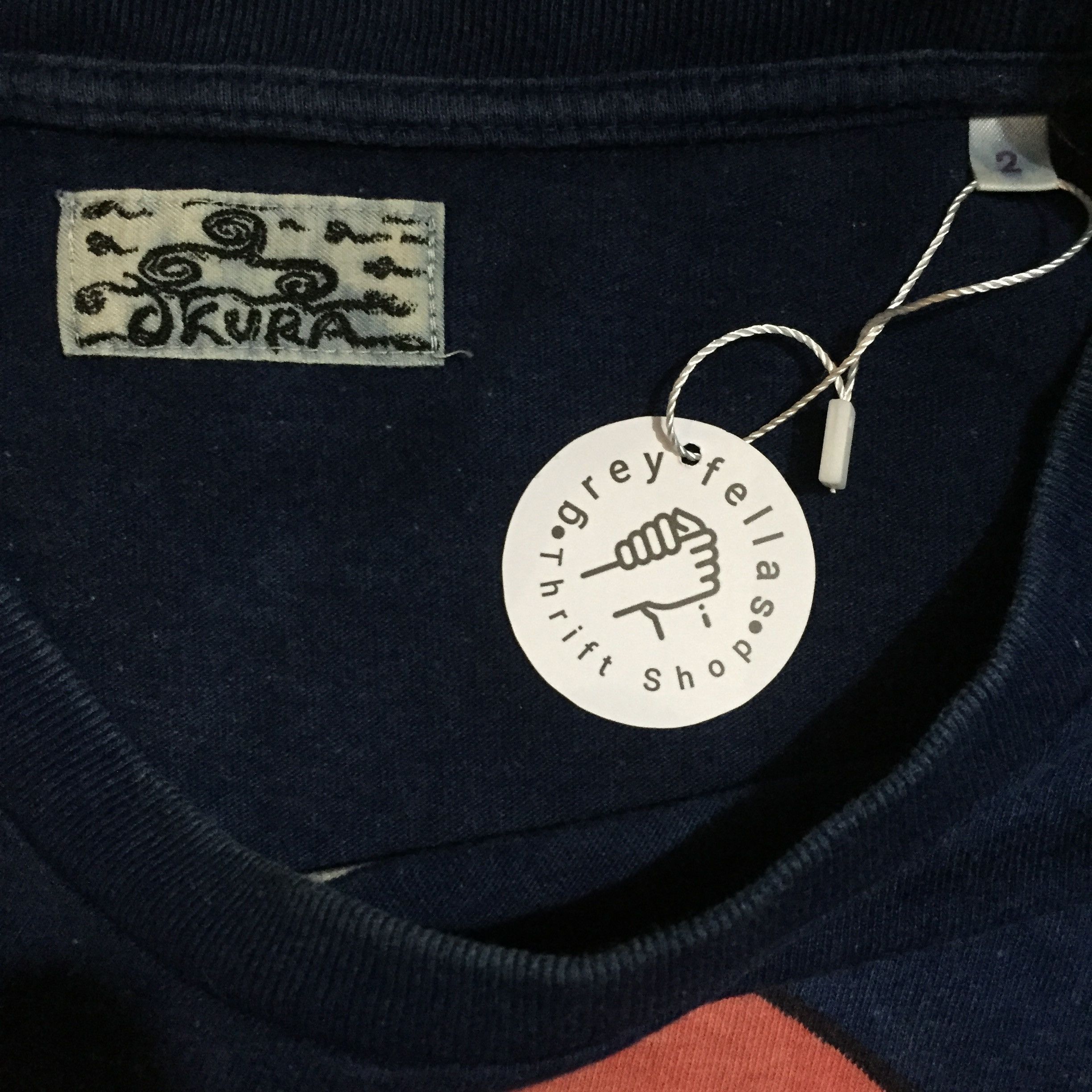 Japanese Brand Faded Okura Aobadai Bassen Indigo Blue Design Tees Size US M / EU 48-50 / 2 - 3 Thumbnail