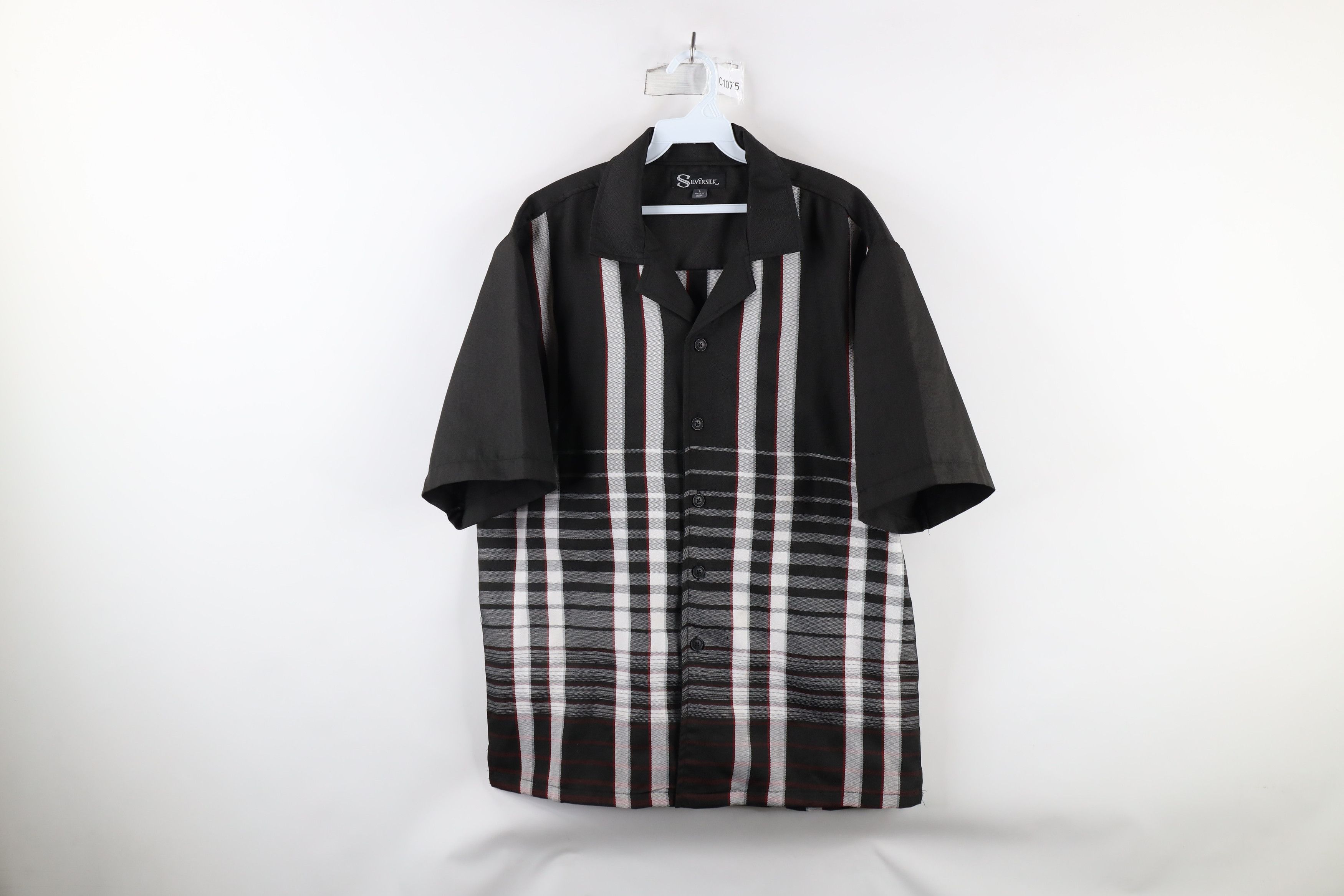 Vintage Vintage 90s Rockabilly Striped Knit Camp Collar Button Shirt Size US L / EU 52-54 / 3 - 1 Thumbnail