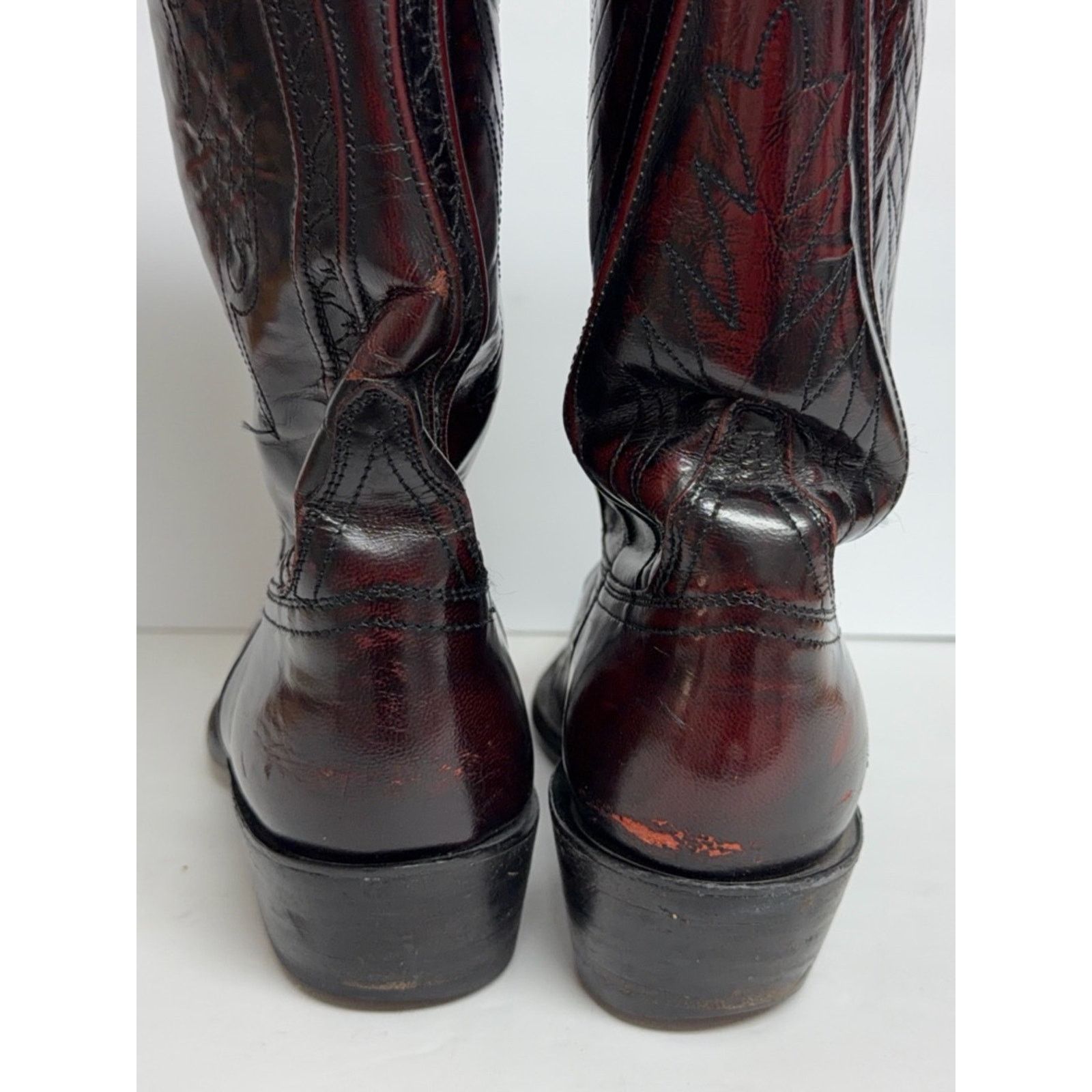 Lucchese VTG Lucchese Cowboy Boots Black Cherry Leather Western READ Size US 8 / EU 41 - 10 Thumbnail