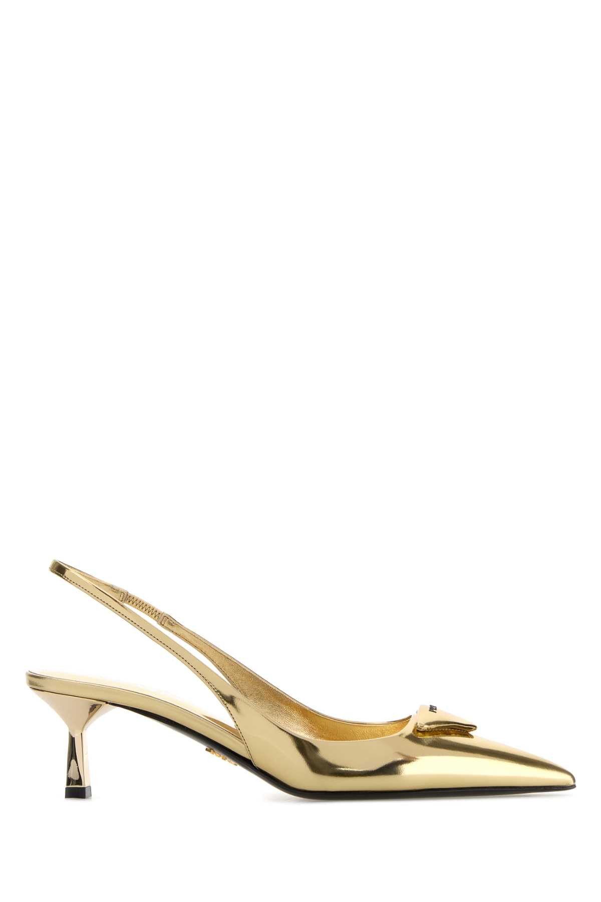 Prada Gold Leather Pumps Size US 7 / IT 37 - 1 Thumbnail
