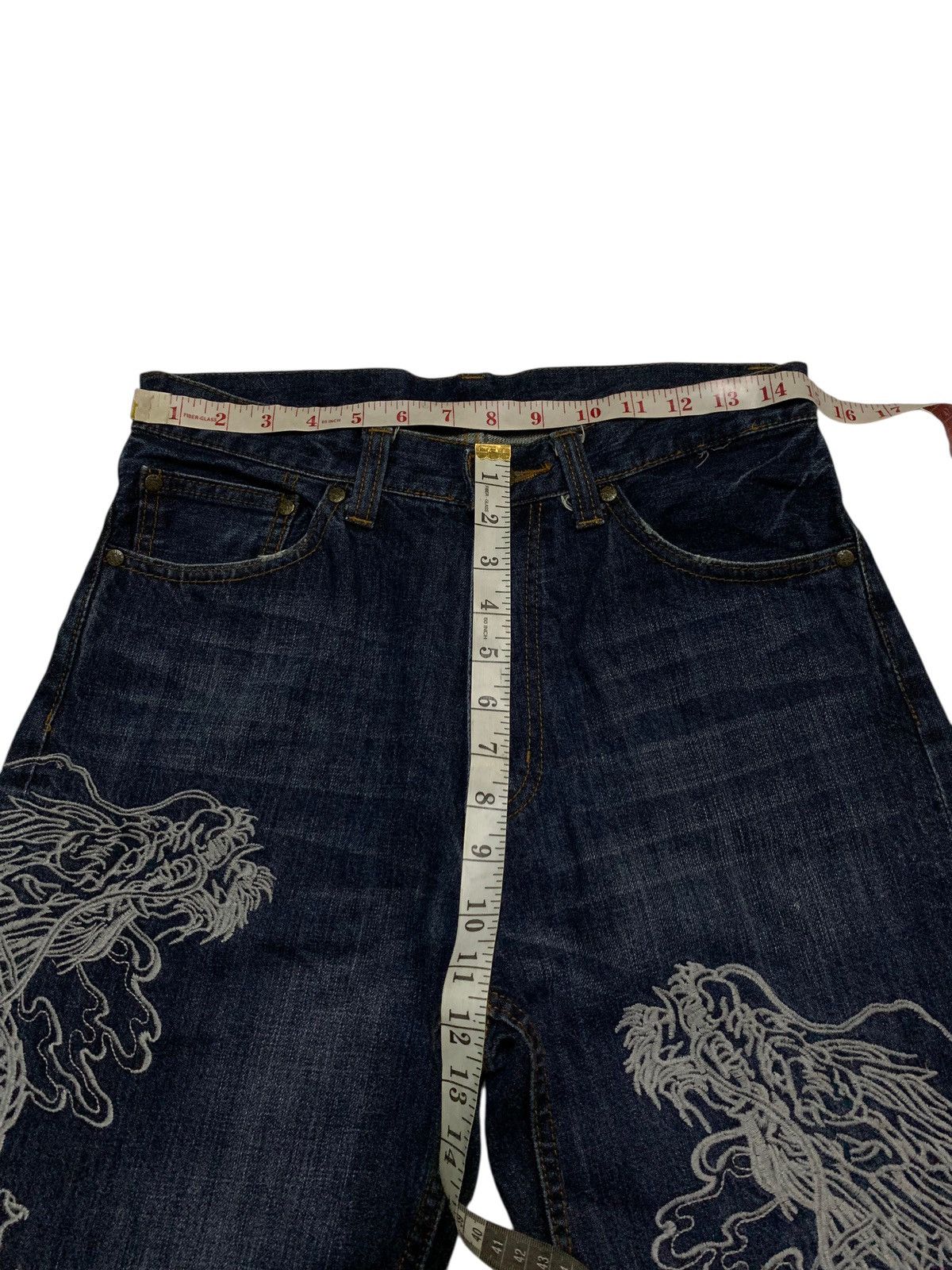 Kapital JAPANESE BIG DRAGON EMBROIDERED LIKE KARAKURI TAMASHI DENIM Size US 30 / EU 46 - 17 Thumbnail