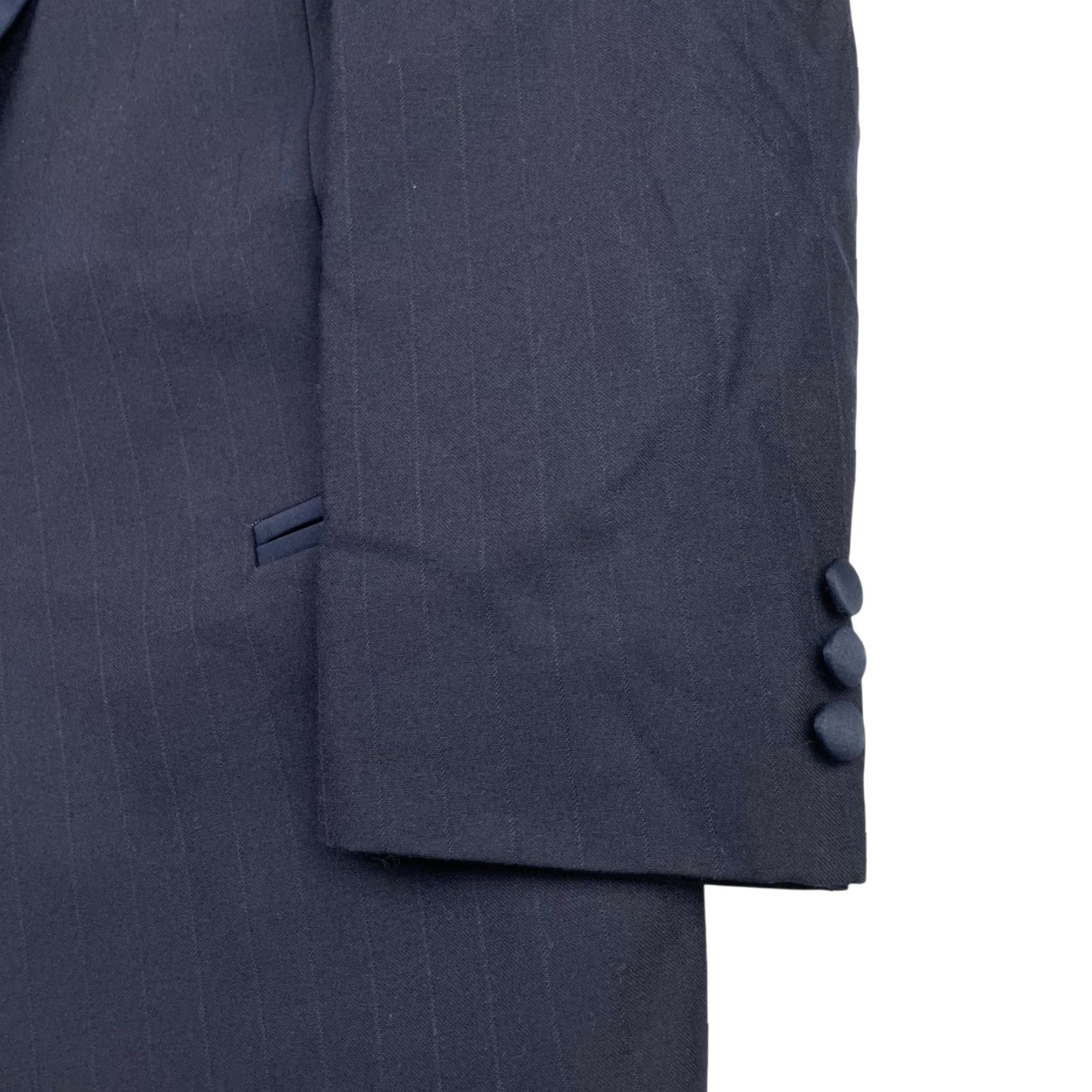 Vintage VINTAGE Lord West Tuxedo Suit Navy Blue 2 Piece Mens 42R Jacket 1-Button Pants 32x30 Wool Satin Peak Lapel US Size 42R - 4 Thumbnail