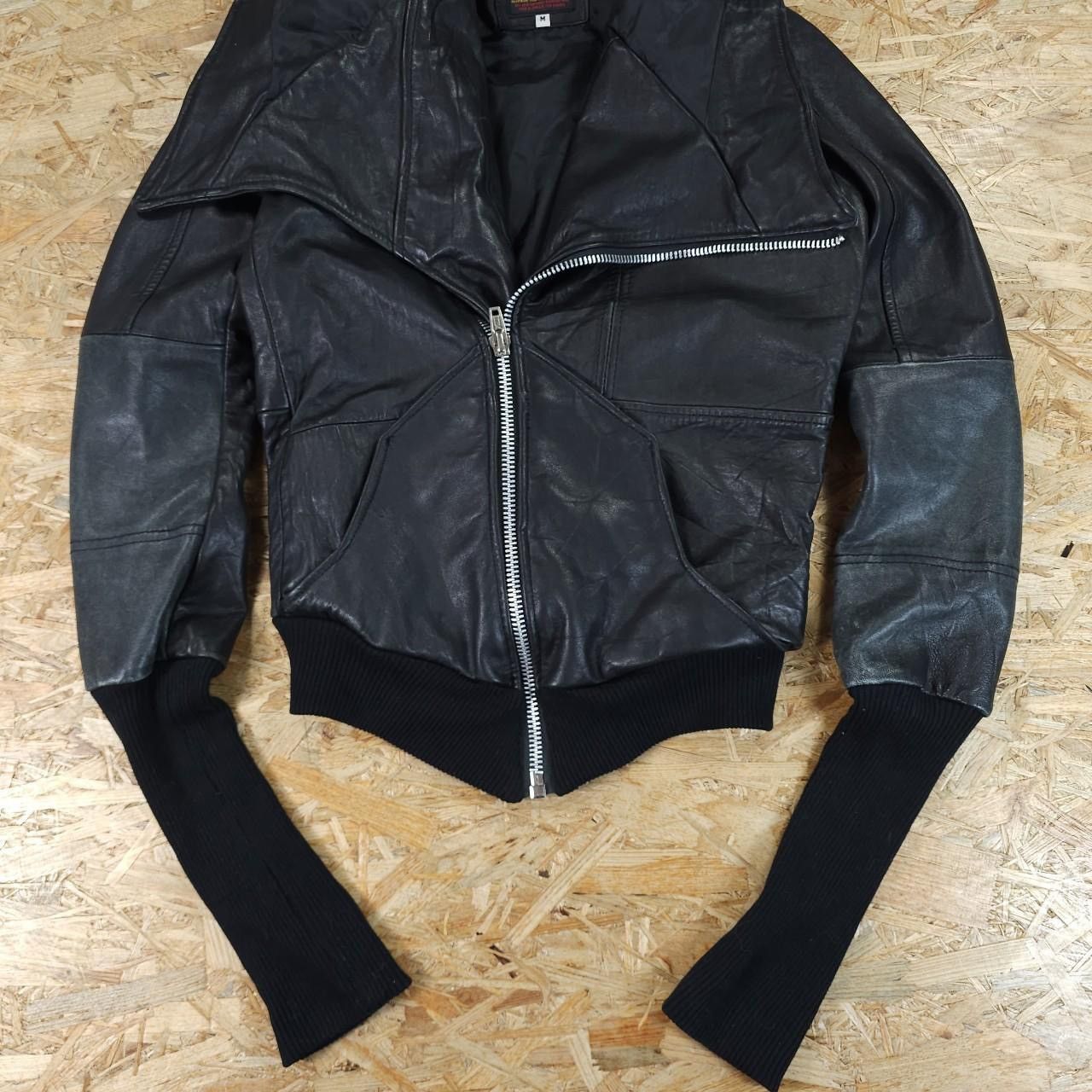 Japanese Brand × Vintage ASYMMETRICAL LEATHER BOMBER JACKET ARCHIVE AVANT GARDE M Size US M / EU 48-50 / 2 - 3 Thumbnail