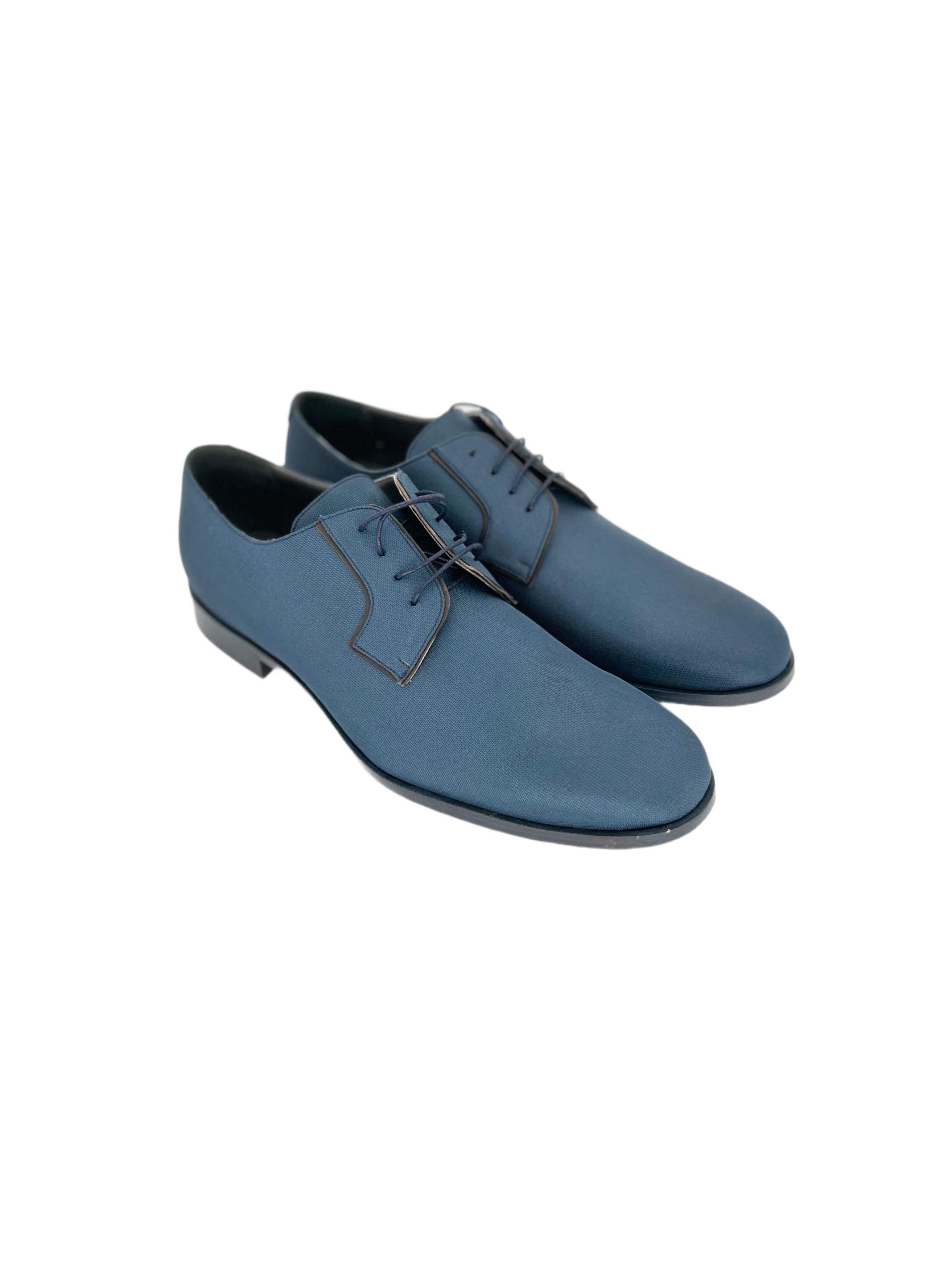 Lanvin Lanvin Blue Nylon Weave Derby Shoe Size US 11 / EU 44 - 1 Thumbnail